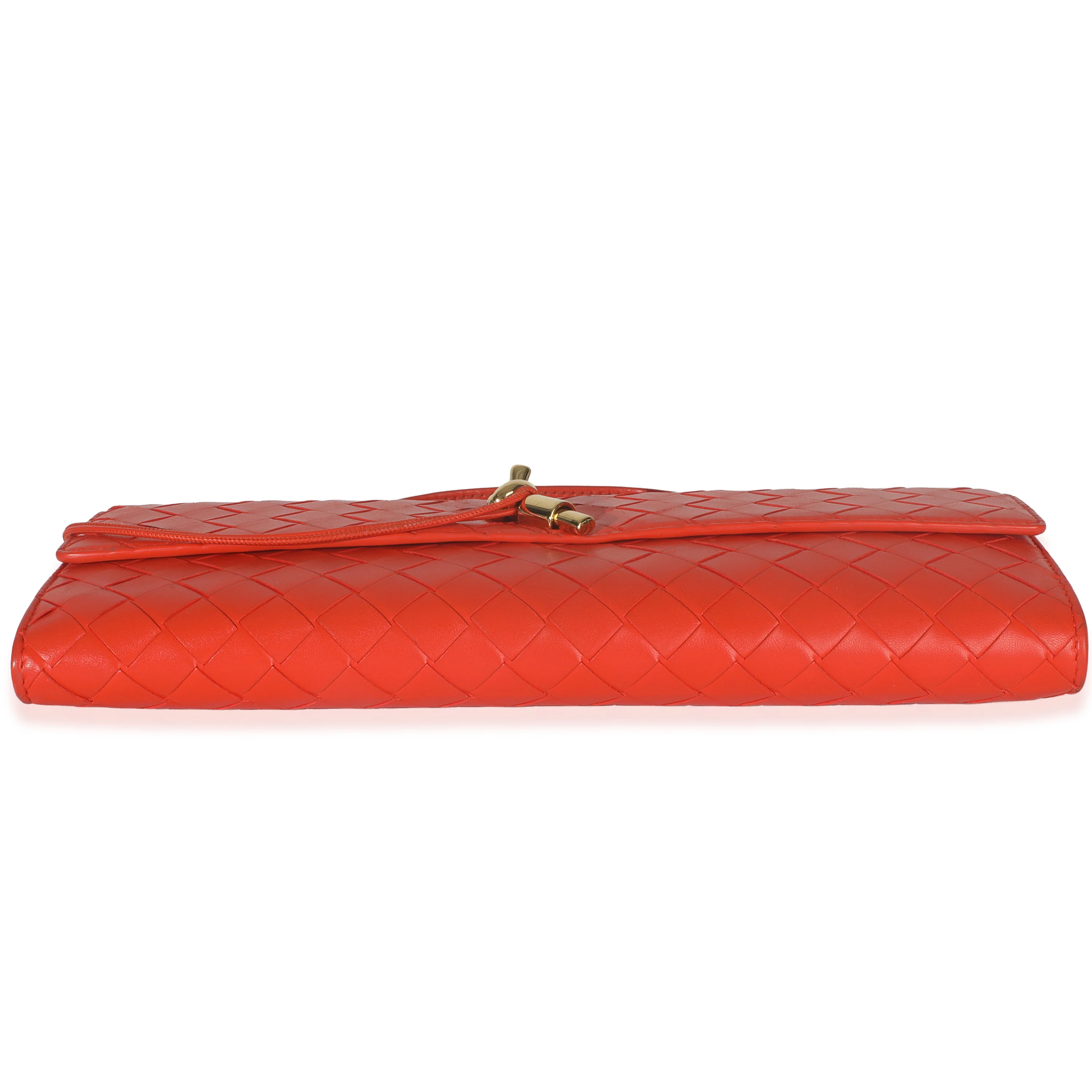 Cherry Tomato Nappa Intrecciato Long Andiamo Top Handle Clutch - Image 3