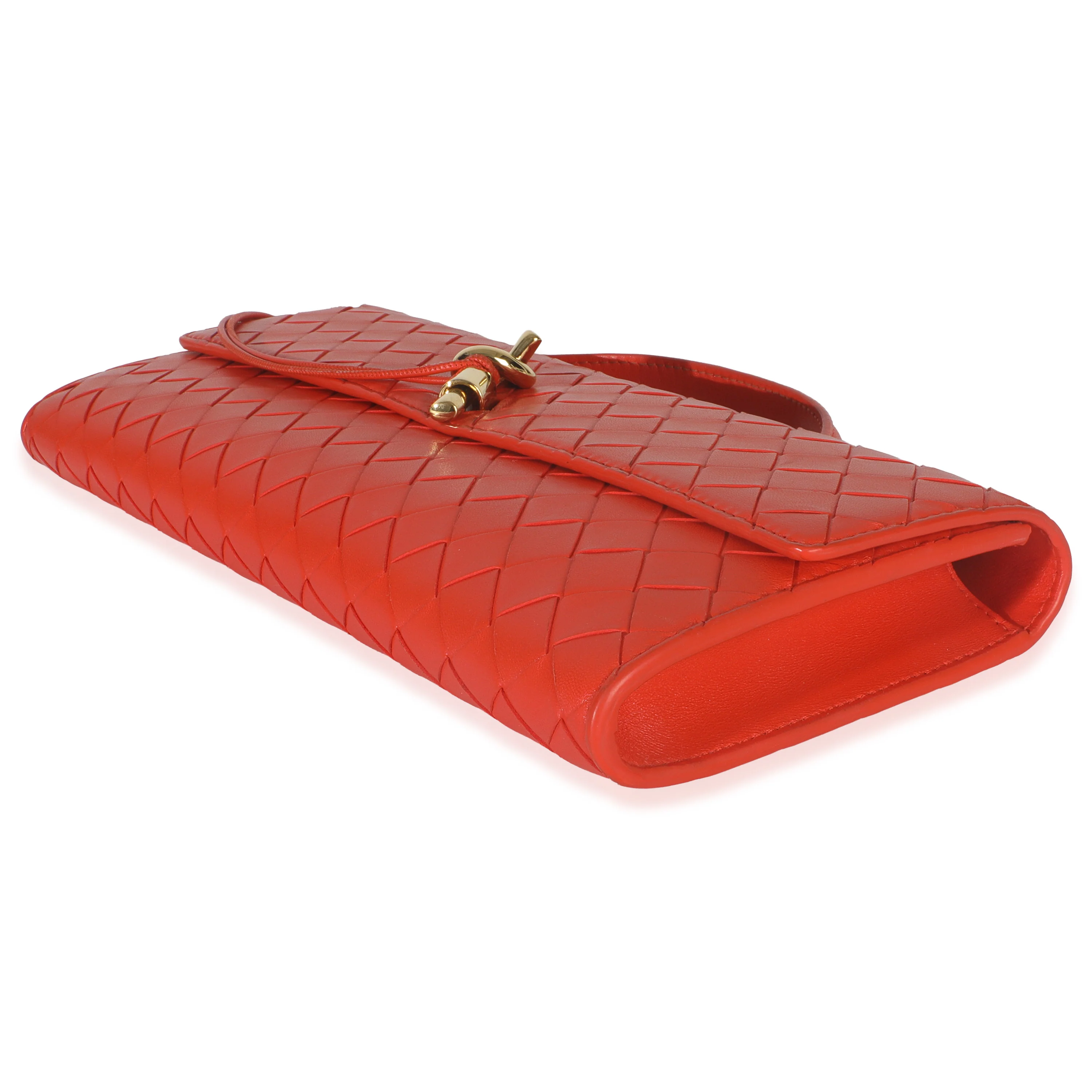 Cherry Tomato Nappa Intrecciato Long Andiamo Top Handle Clutch - Image 5