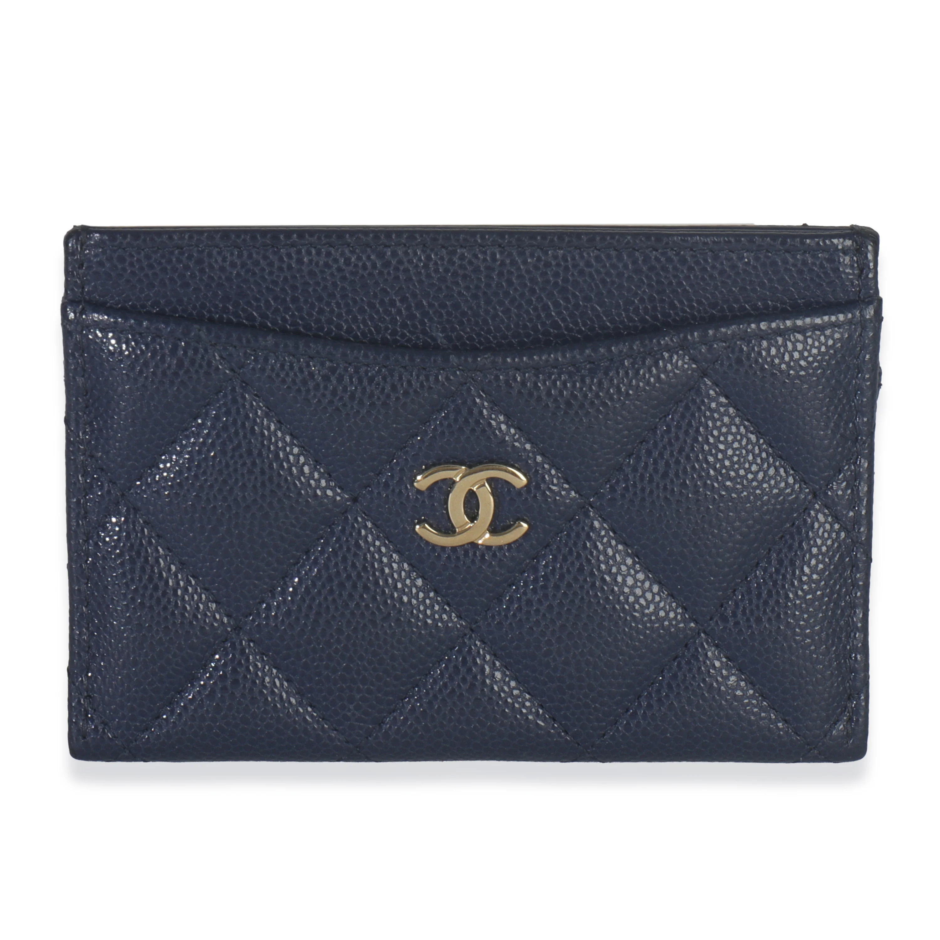 Navy Quilted Caviar Classic Card Case