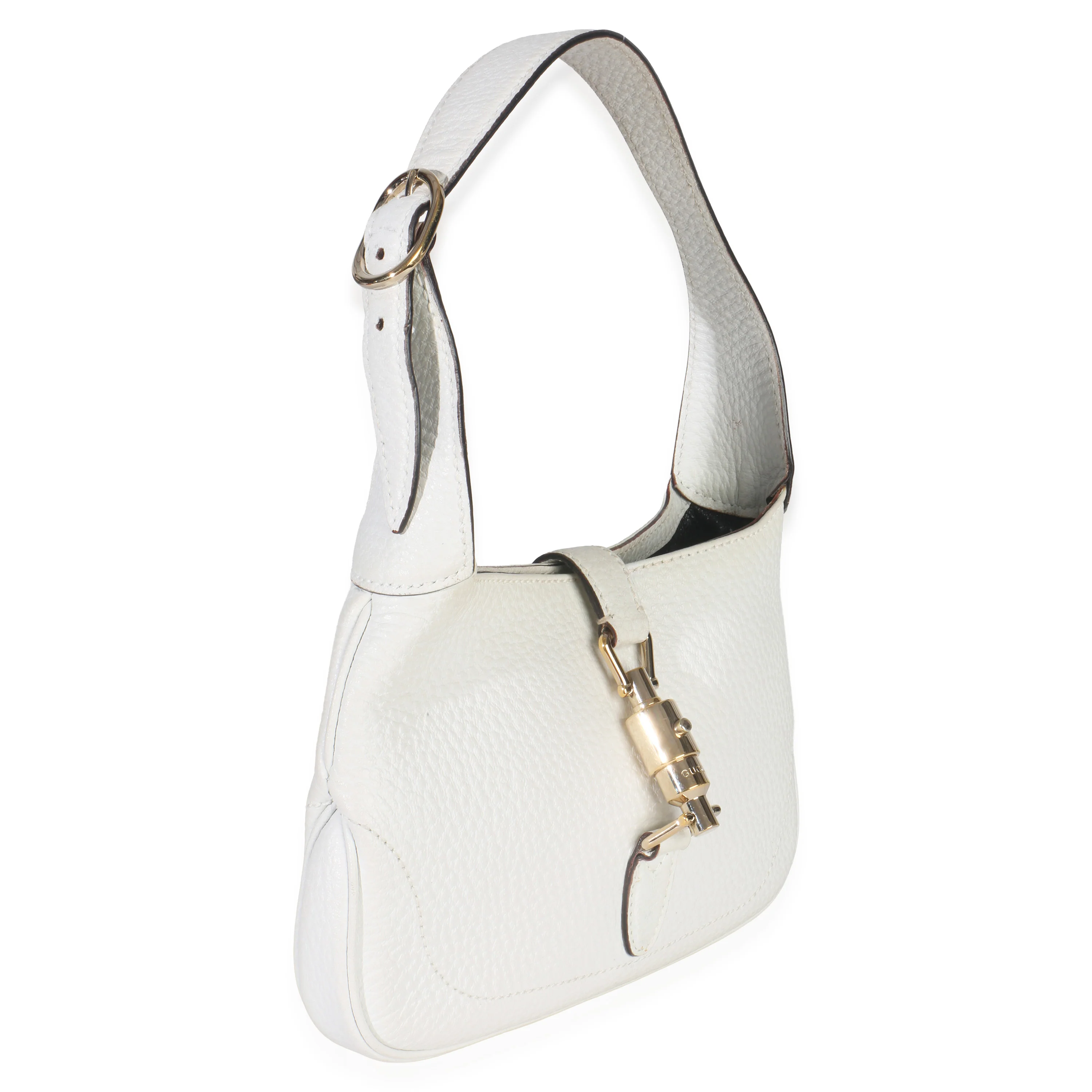 White Grained Leather Small Jackie Hobo - Image 3