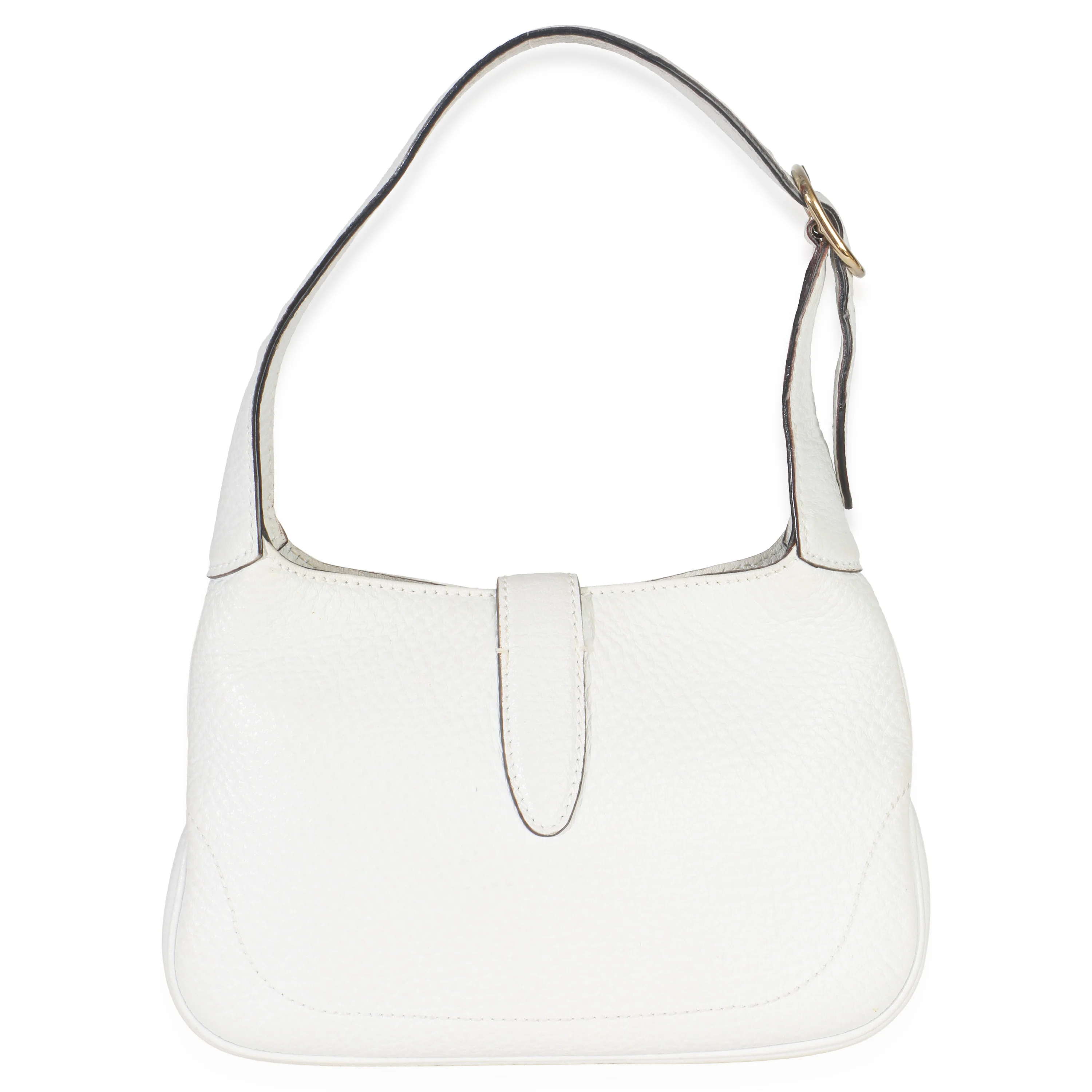 White Grained Leather Small Jackie Hobo - Image 4