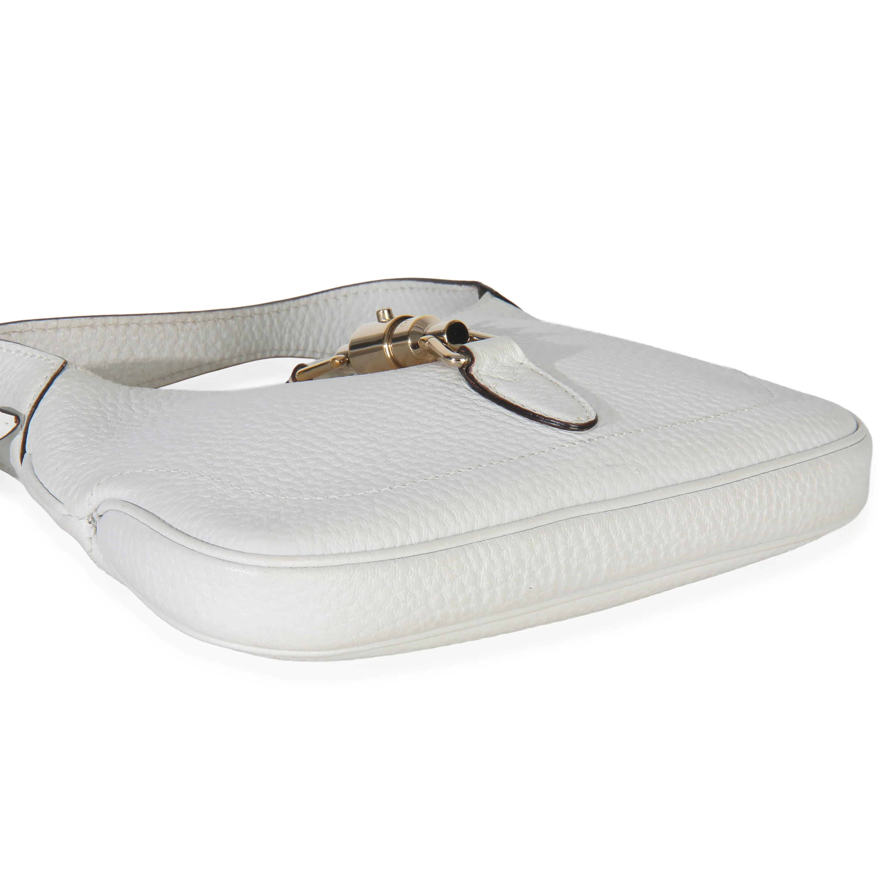White Grained Leather Small Jackie Hobo - Image 6