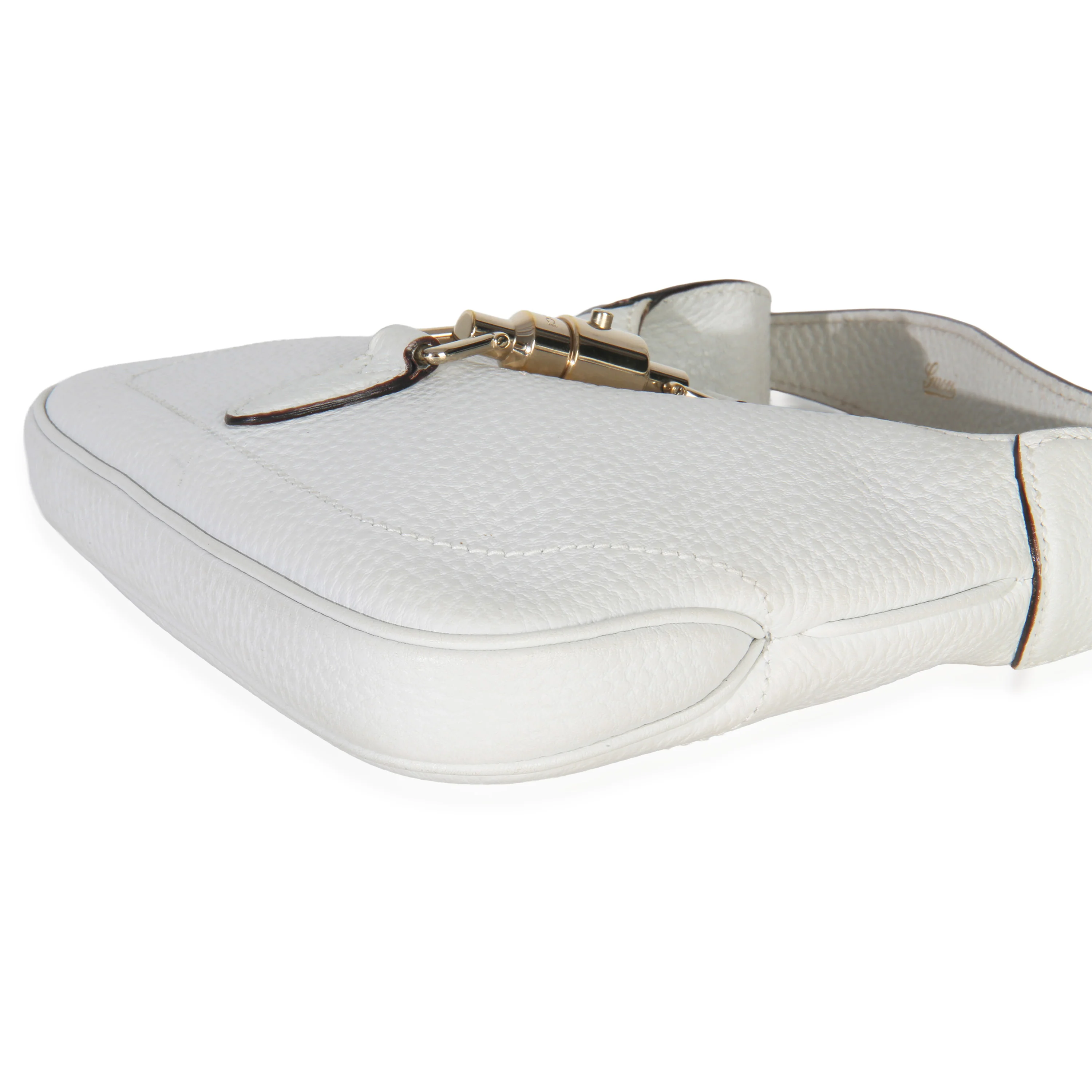 White Grained Leather Small Jackie Hobo - Image 7
