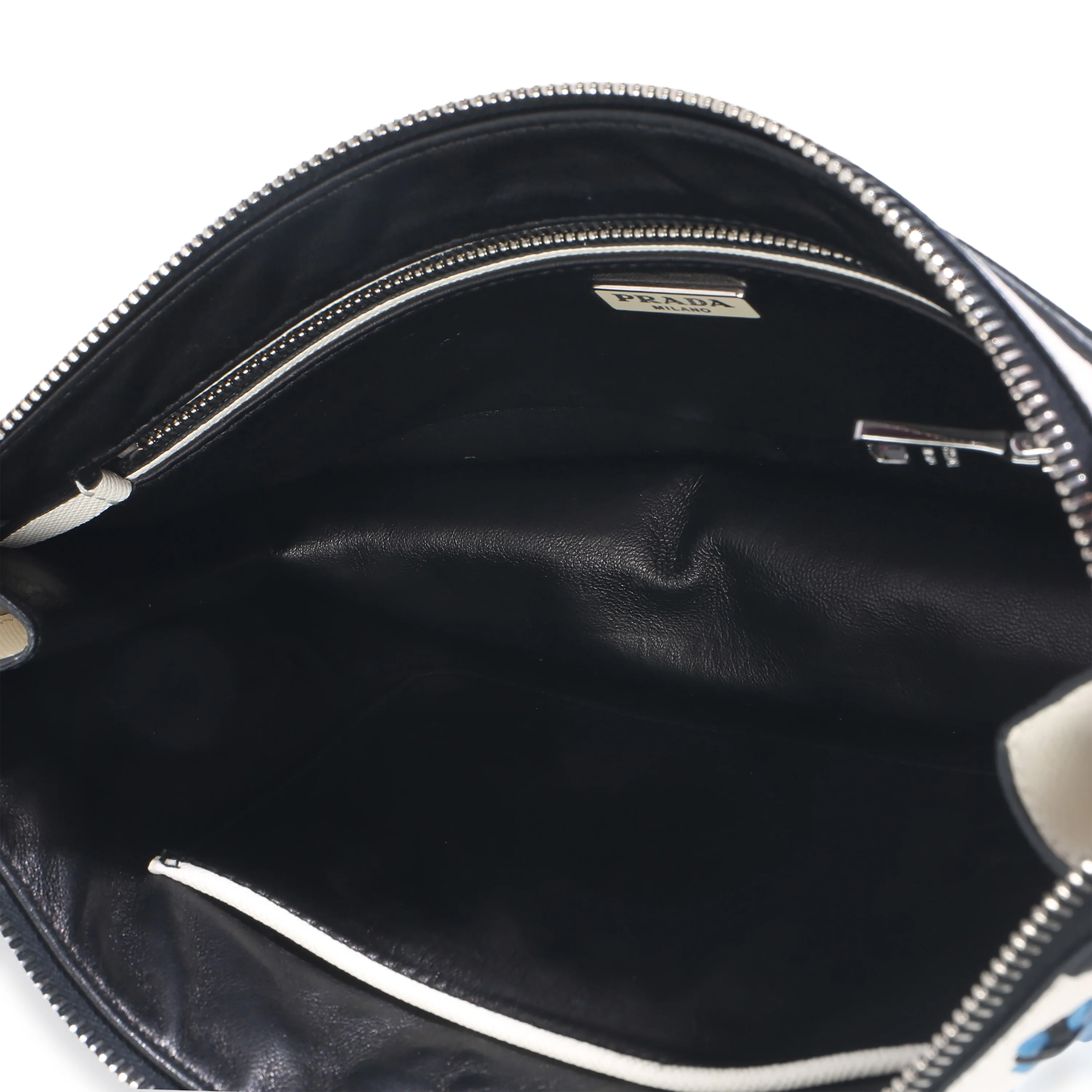 White Black Saffiano Embroidered Eyelet Clutch - Image 8