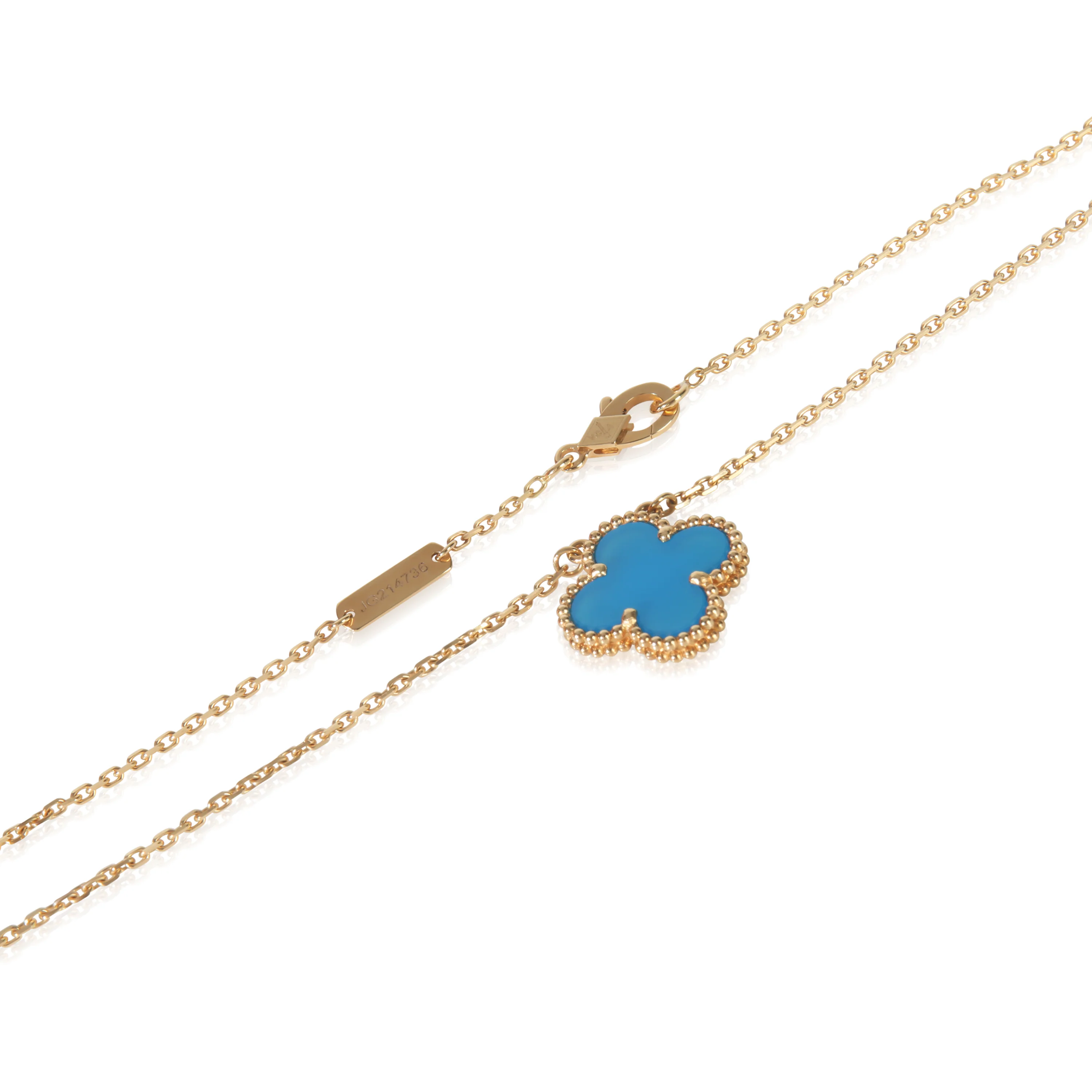 Yellow Gold Agate Vintage Alhambra Pendant - Image 2
