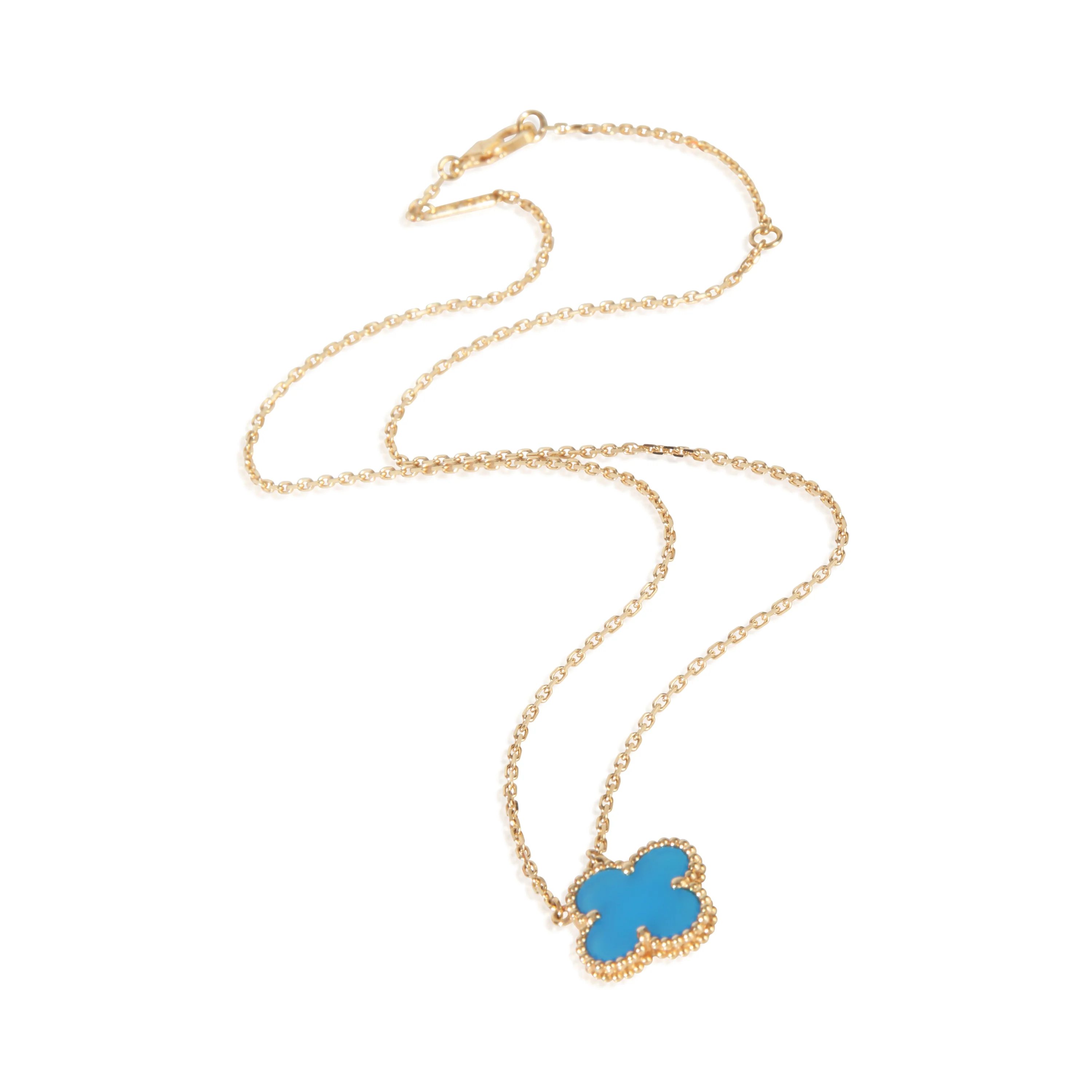 Yellow Gold Agate Vintage Alhambra Pendant - Image 3