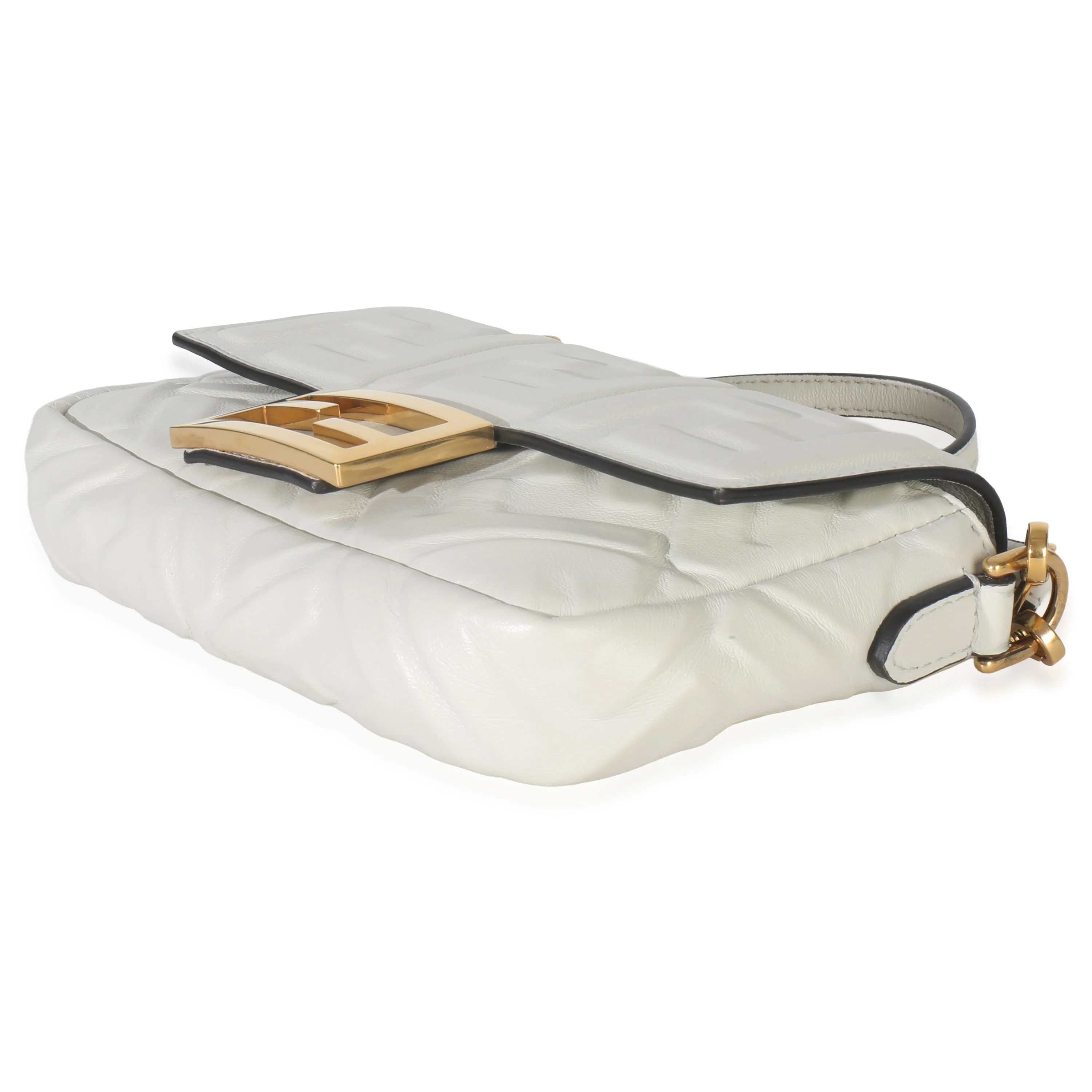 White Nappa FF 1974 Embossed Mini Baguette Bag - Image 7