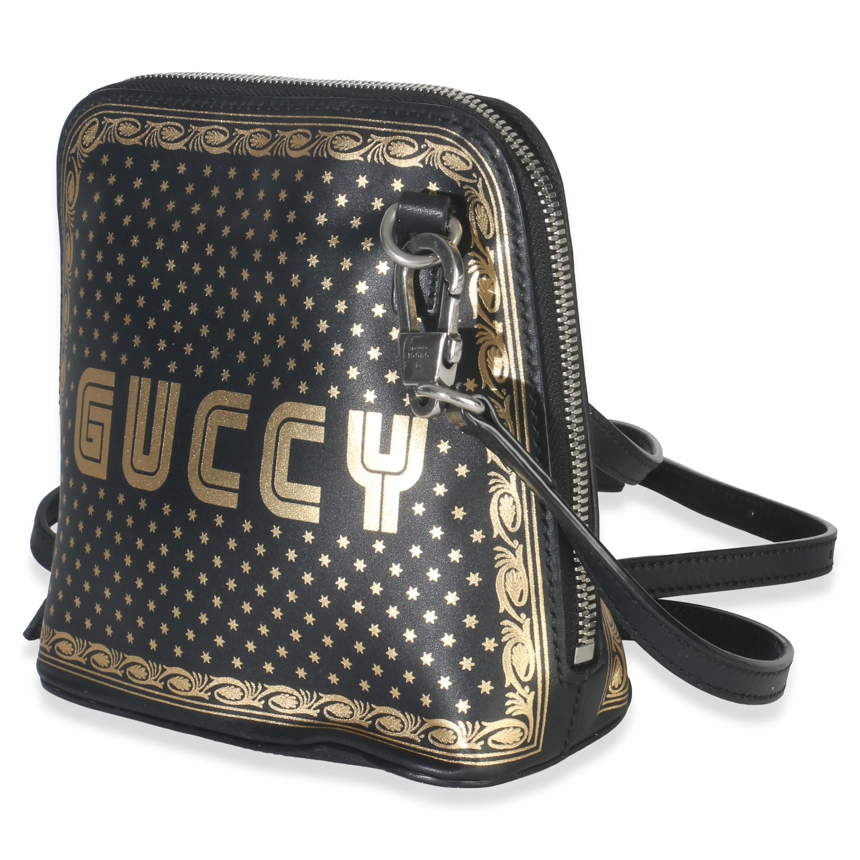 x SEGA Black Calfskin Guccy Stars Mini Dome Shoulder Bag - Image 2