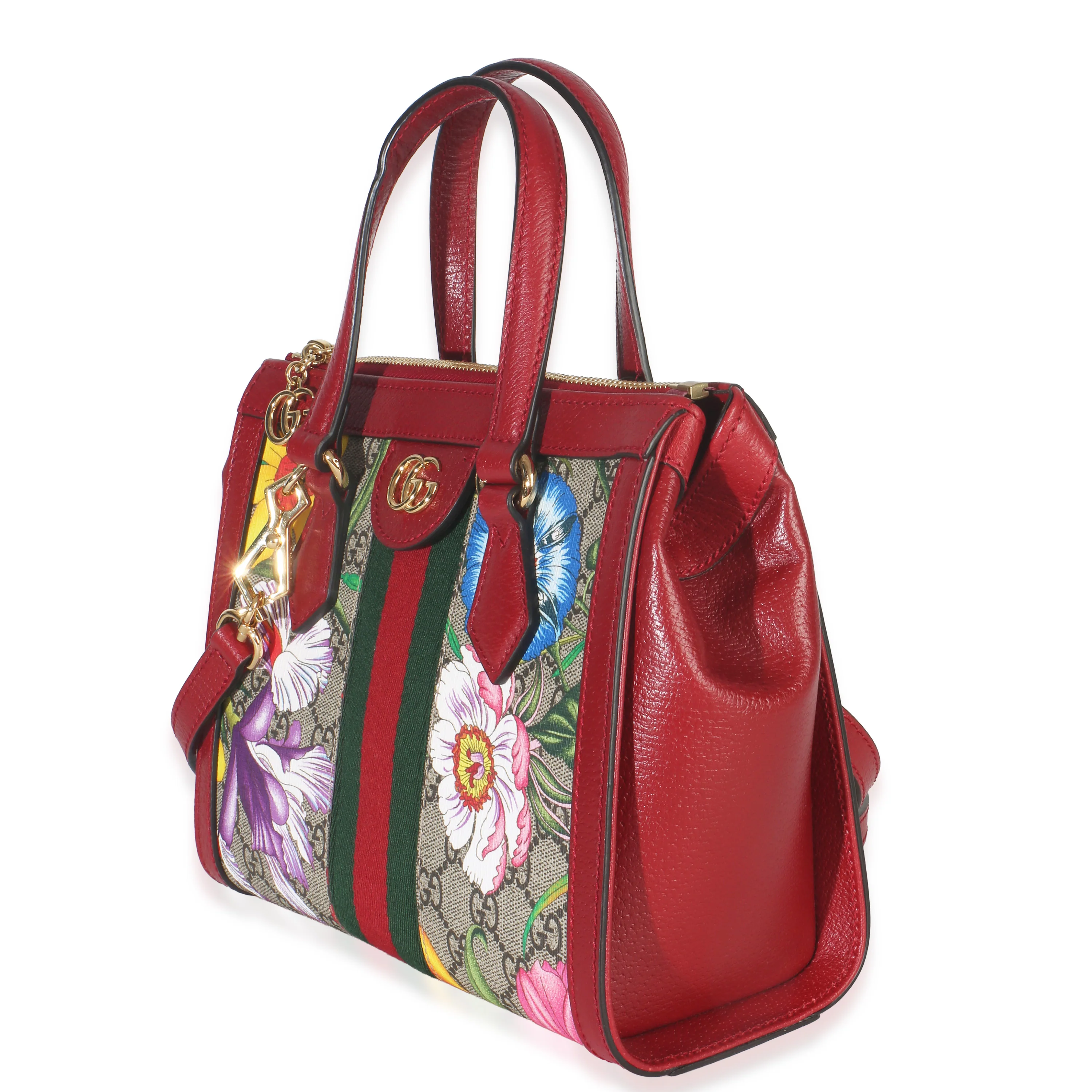 GG Monogram Red Flora Ophidia Small Top Handle Tote - Image 2