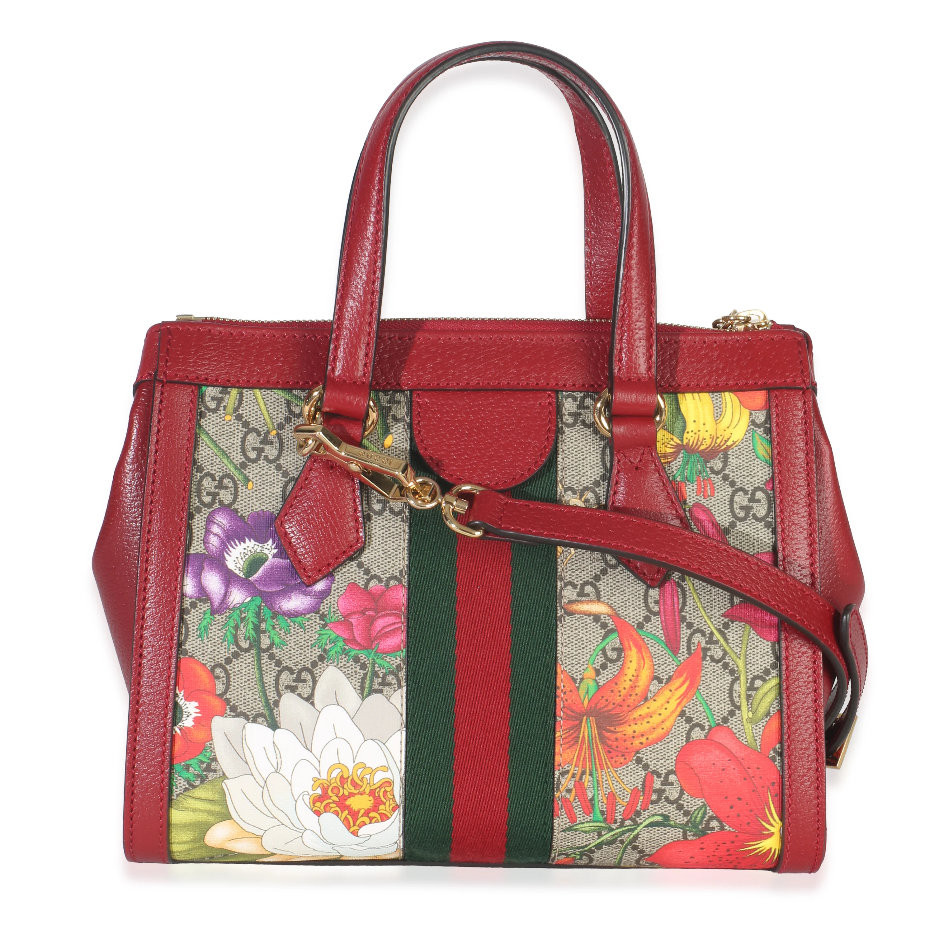 GG Monogram Red Flora Ophidia Small Top Handle Tote - Image 4
