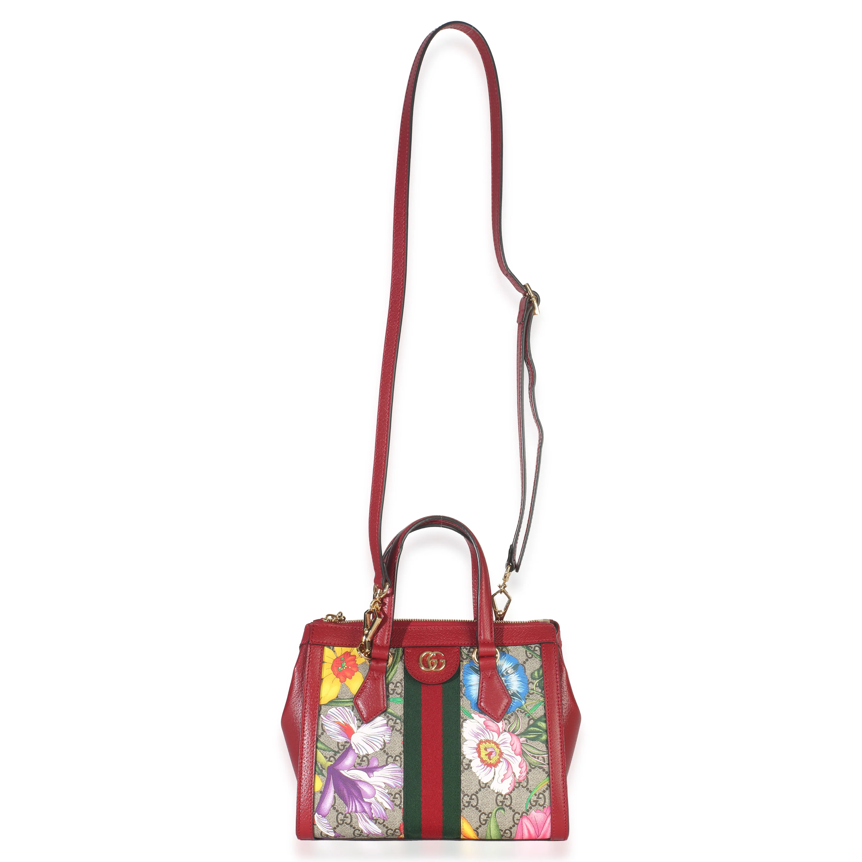 GG Monogram Red Flora Ophidia Small Top Handle Tote - Image 8