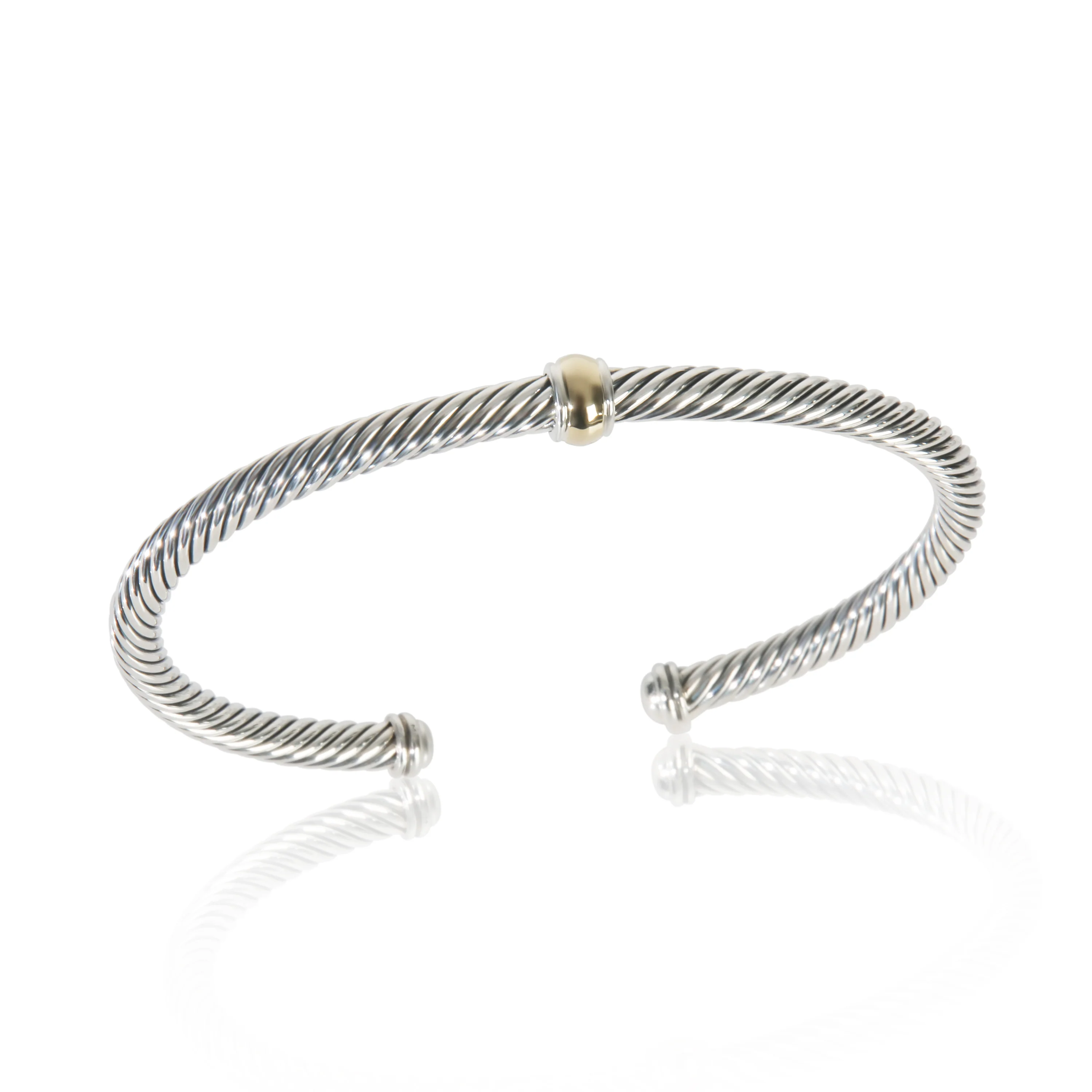 Yellow Gold & Sterling Silver  Classic Cable Station Bracelet - Image 5