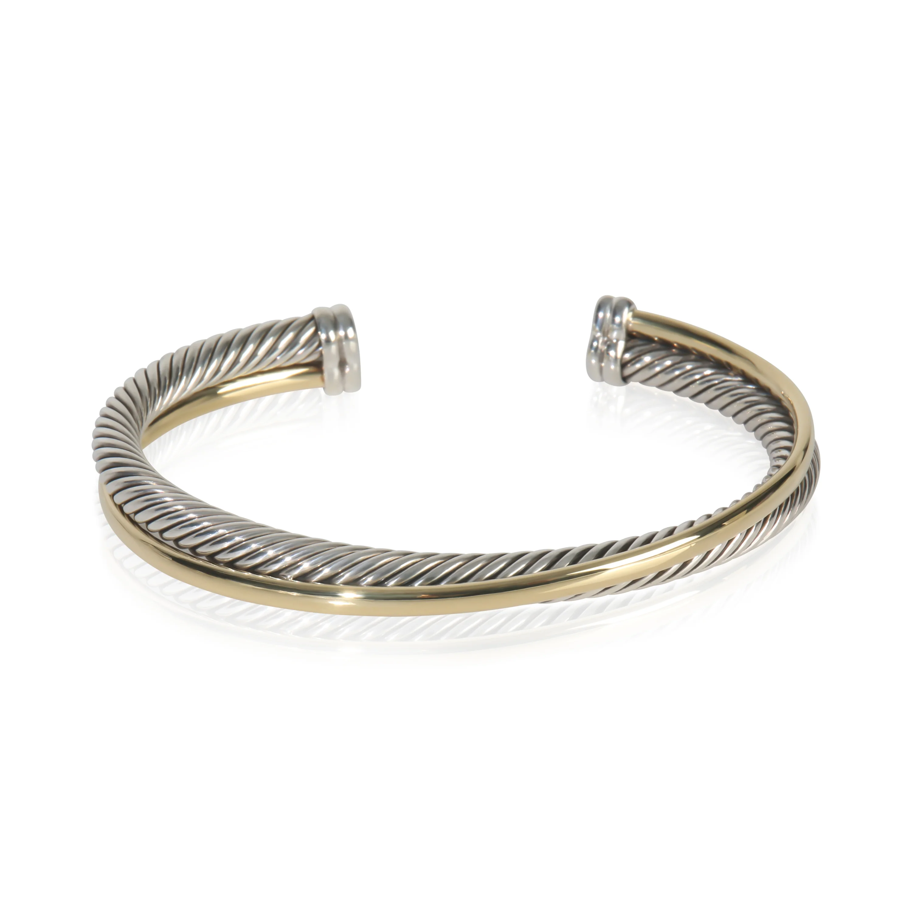 Yellow Gold & Sterling Silver Crossover Bracelet