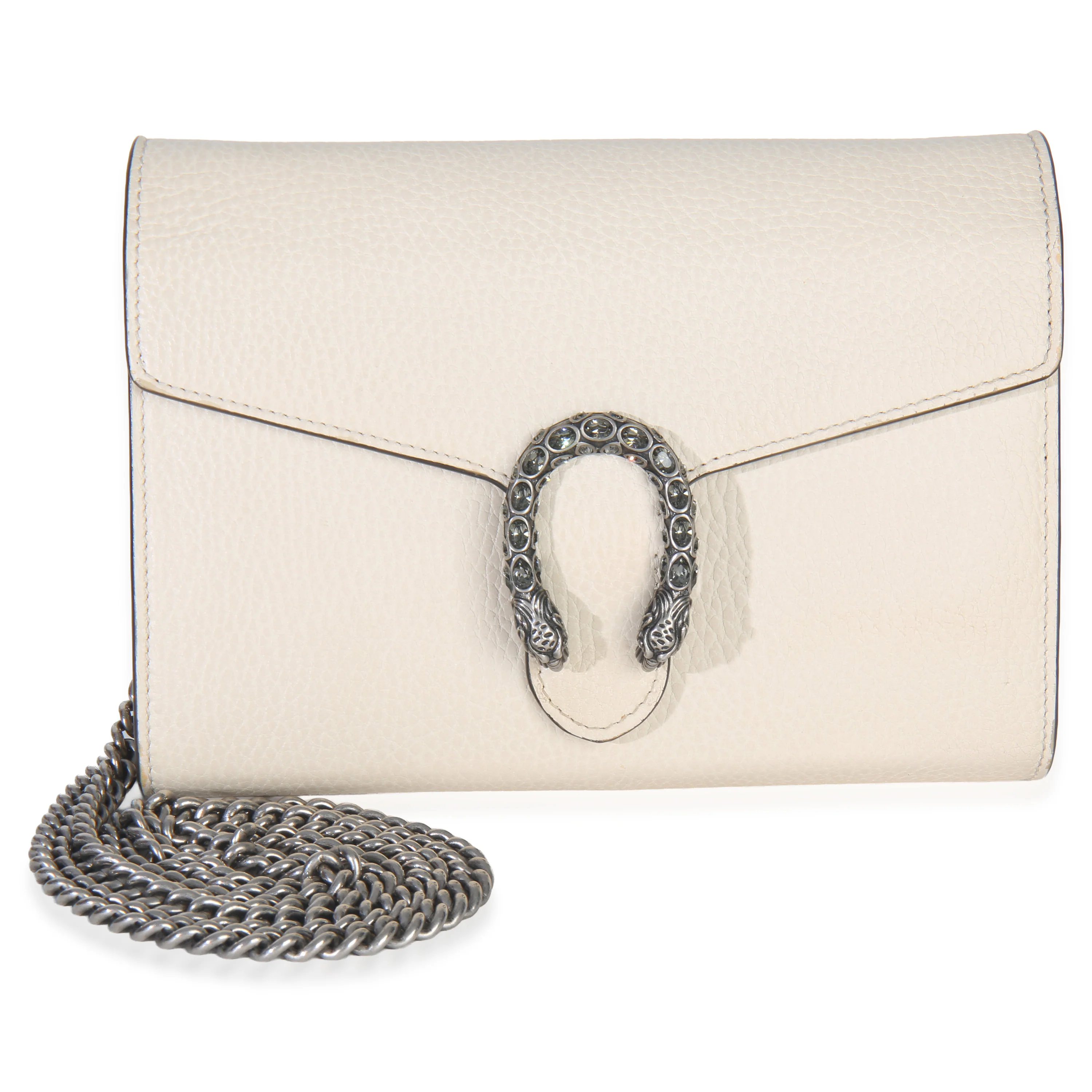 Mystic White Dollar Calfskin Mini Dionysus Chain Wallet