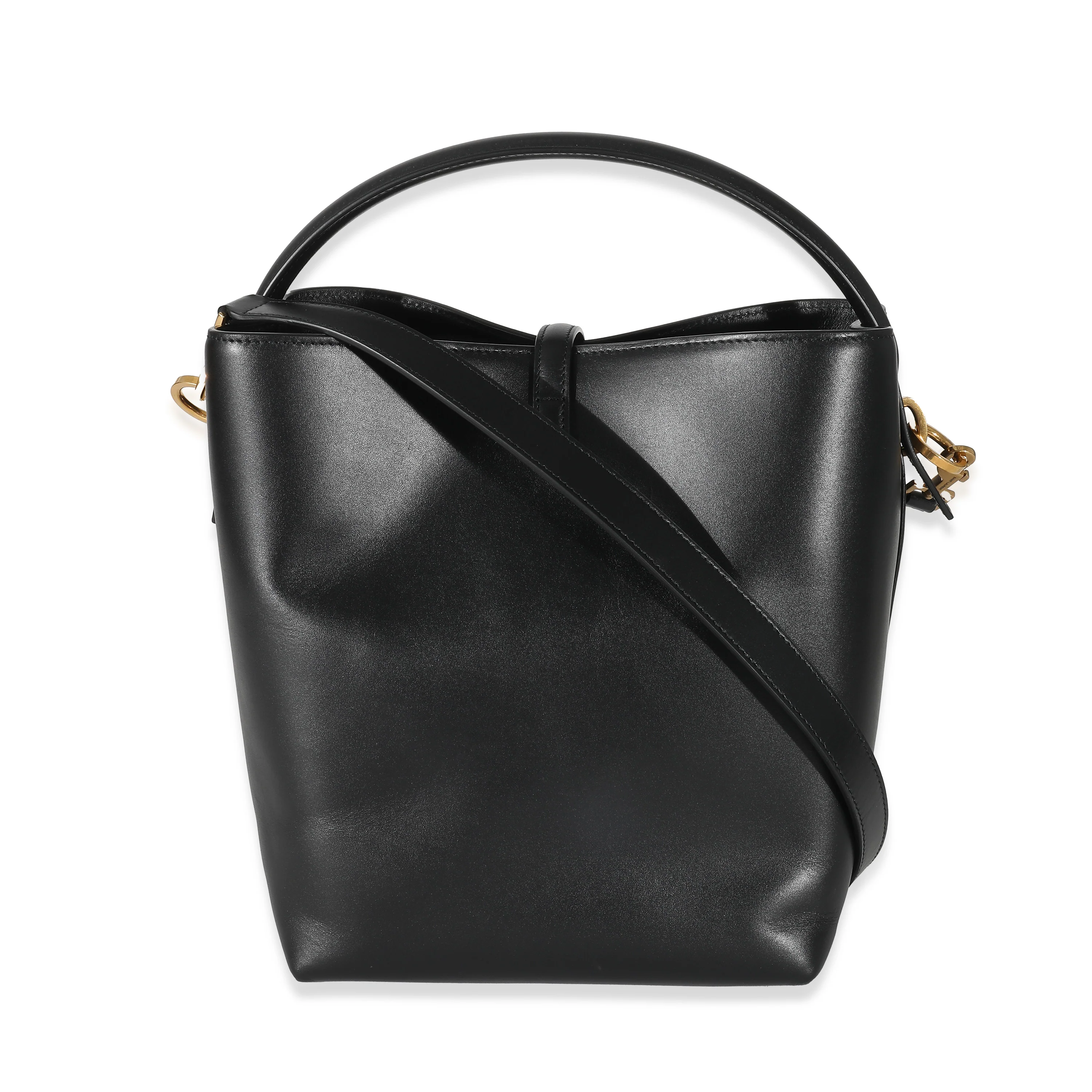 Black Shiny Calfskin Small Le 37 Bucket Bag - Image 5