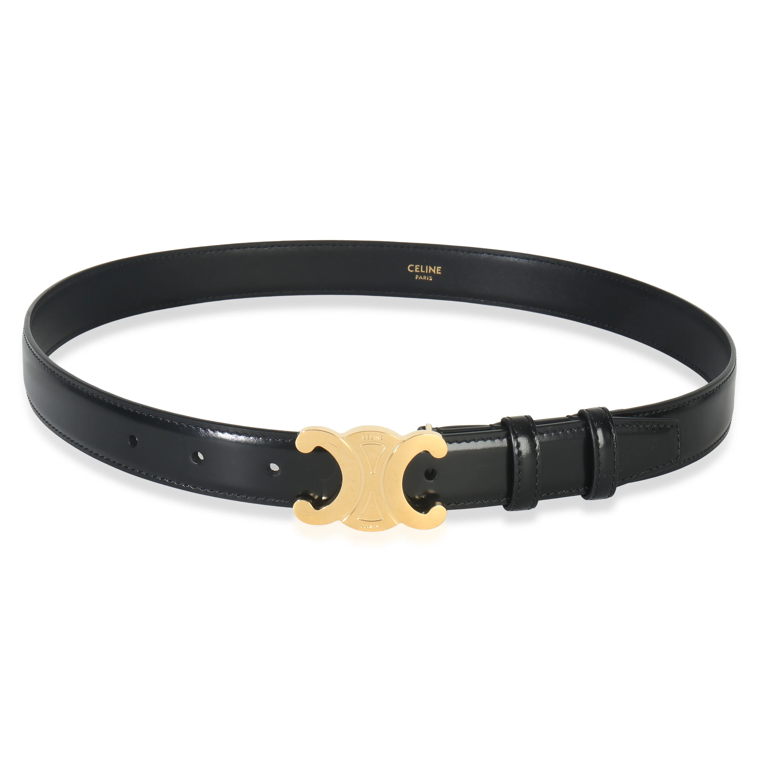 Black Taurillon Calfskin Medium 25mm Triomphe Belt 75