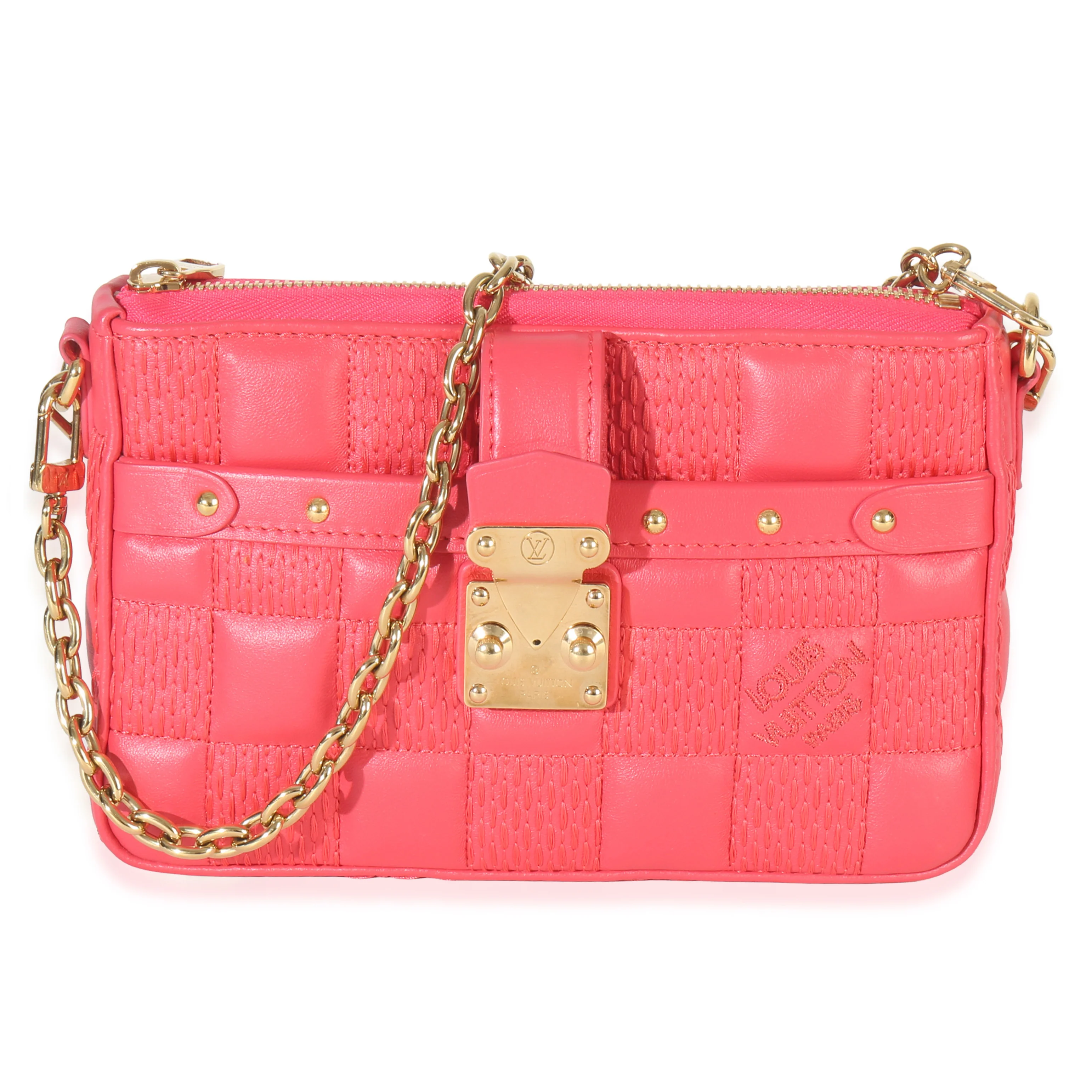 Rose Damier Quilted Lambskin Troca Pochette