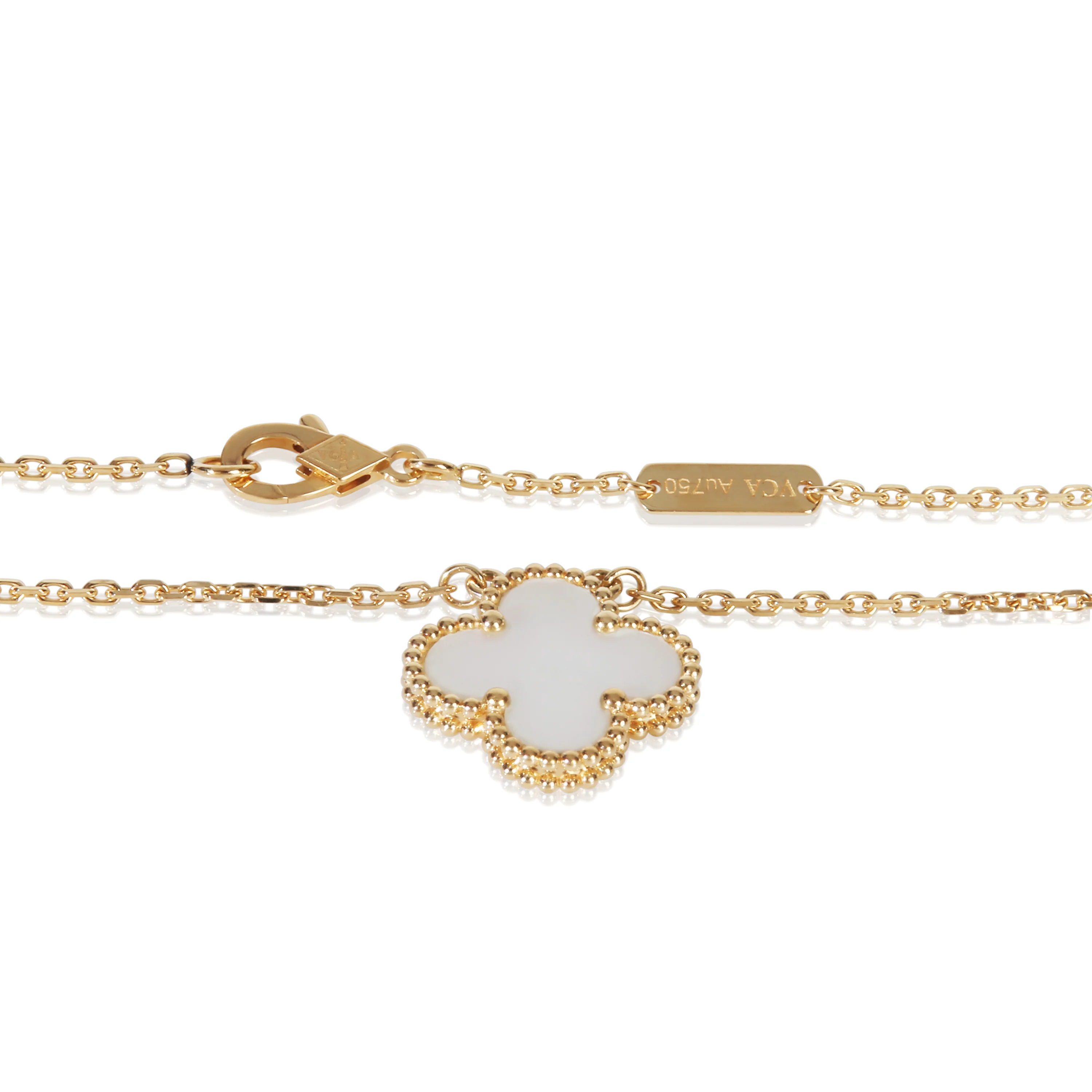 Yellow Gold Mother Of Pearl Vintage Alhambra Pendant - Image 2