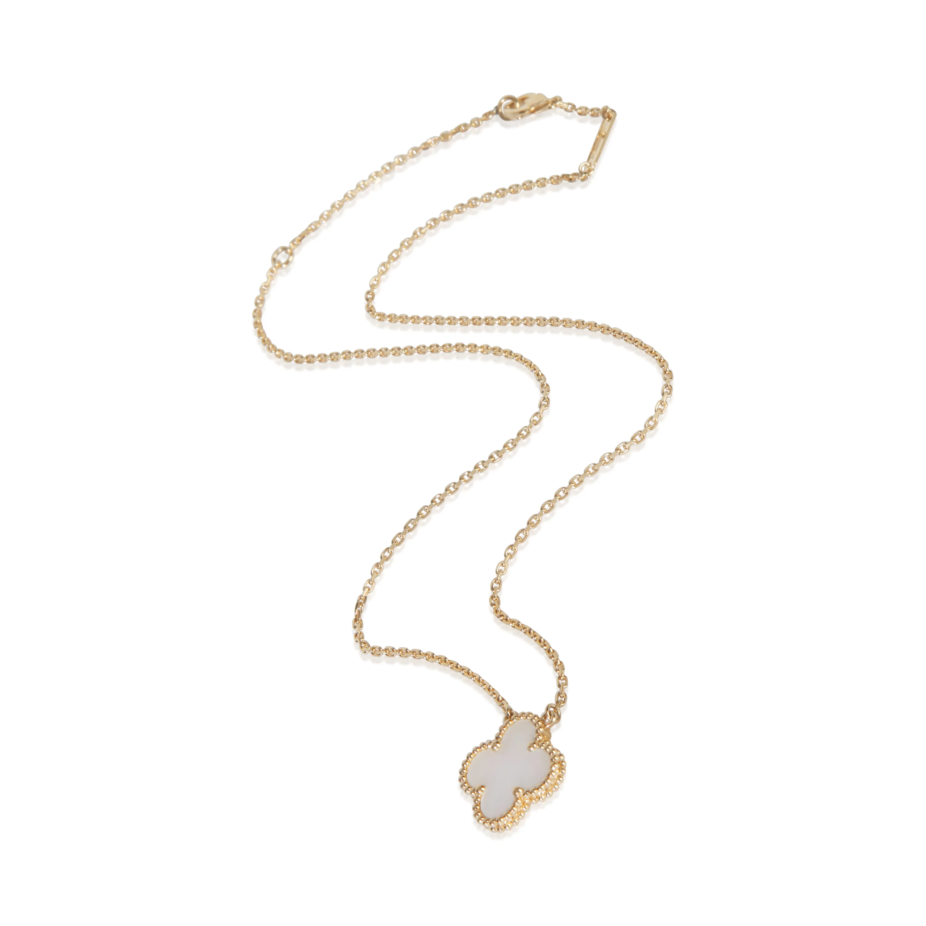 Yellow Gold Mother Of Pearl Vintage Alhambra Pendant - Image 4