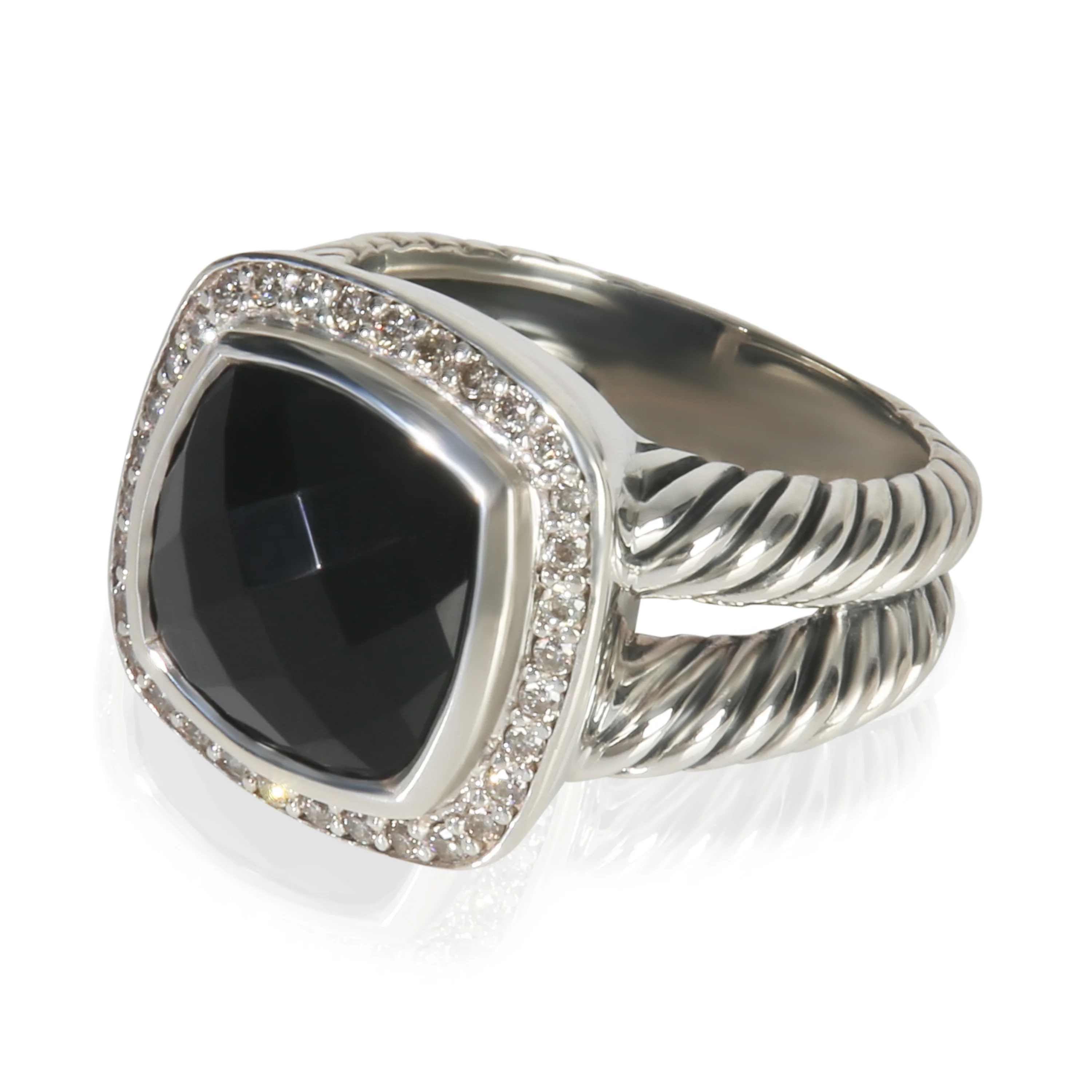 Sterling Silver Onyx and Diamond Albion Ring - Image 2