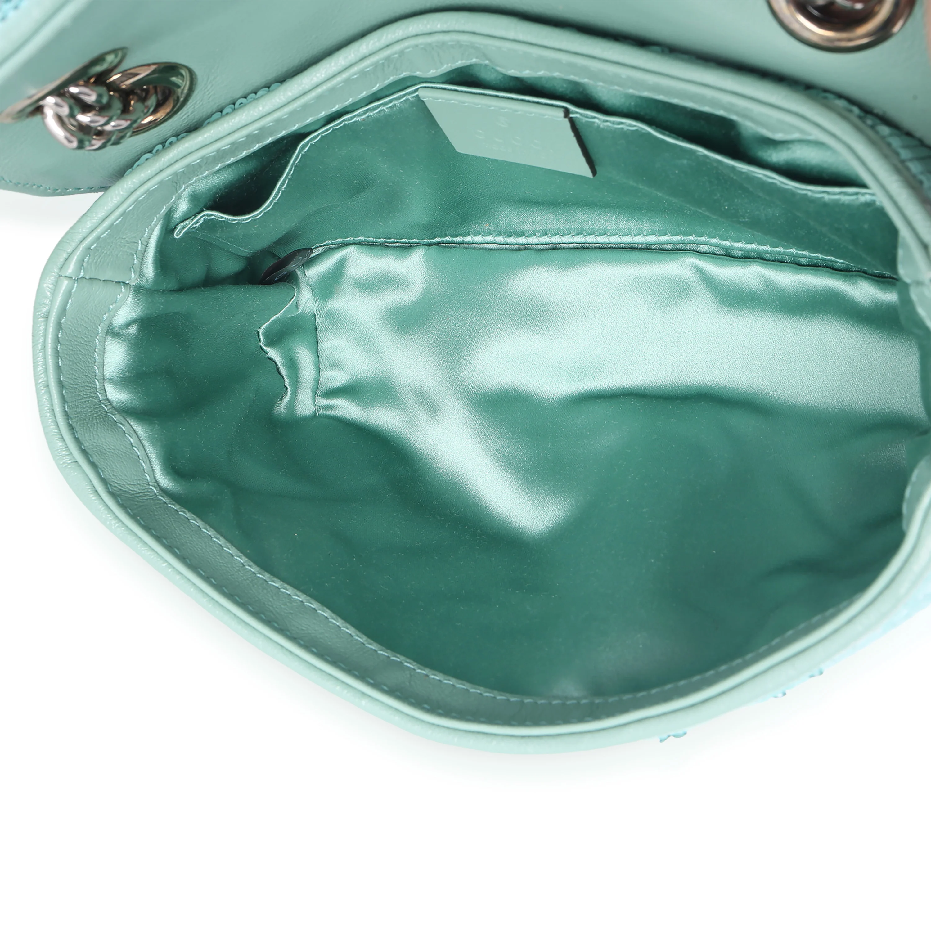 Blue Sequin Calfskin Matelasse Diagonal Small GG Marmont Shoulder Bag - Image 9