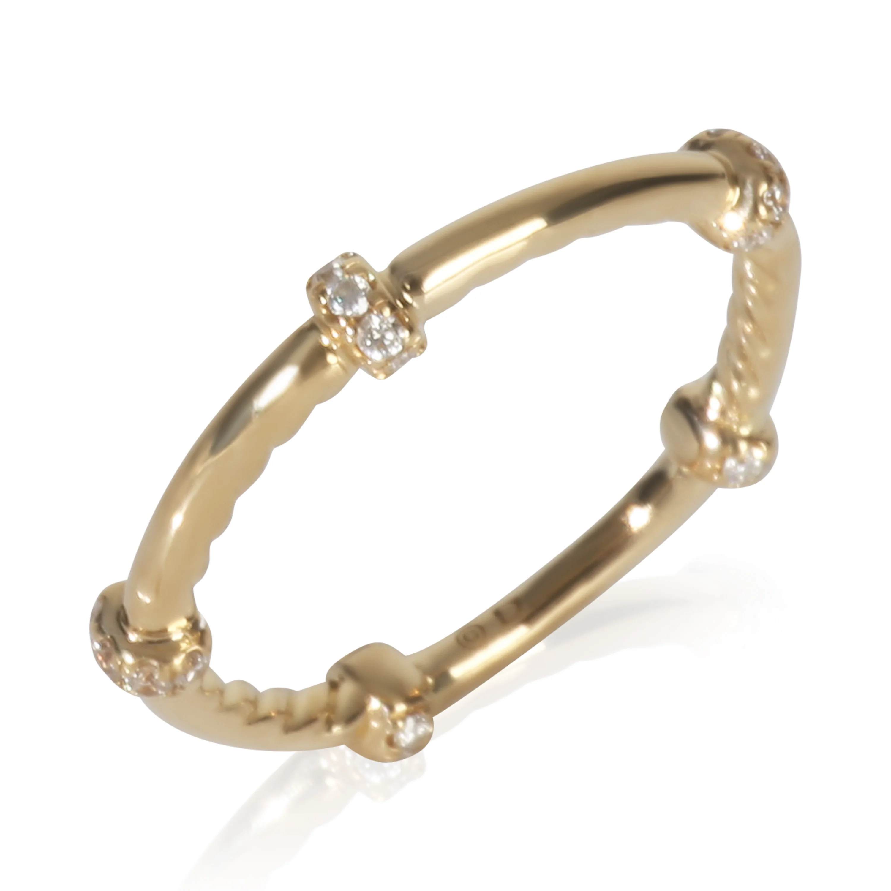 Yellow Gold Diamond Cable Stacking Ring - Image 4