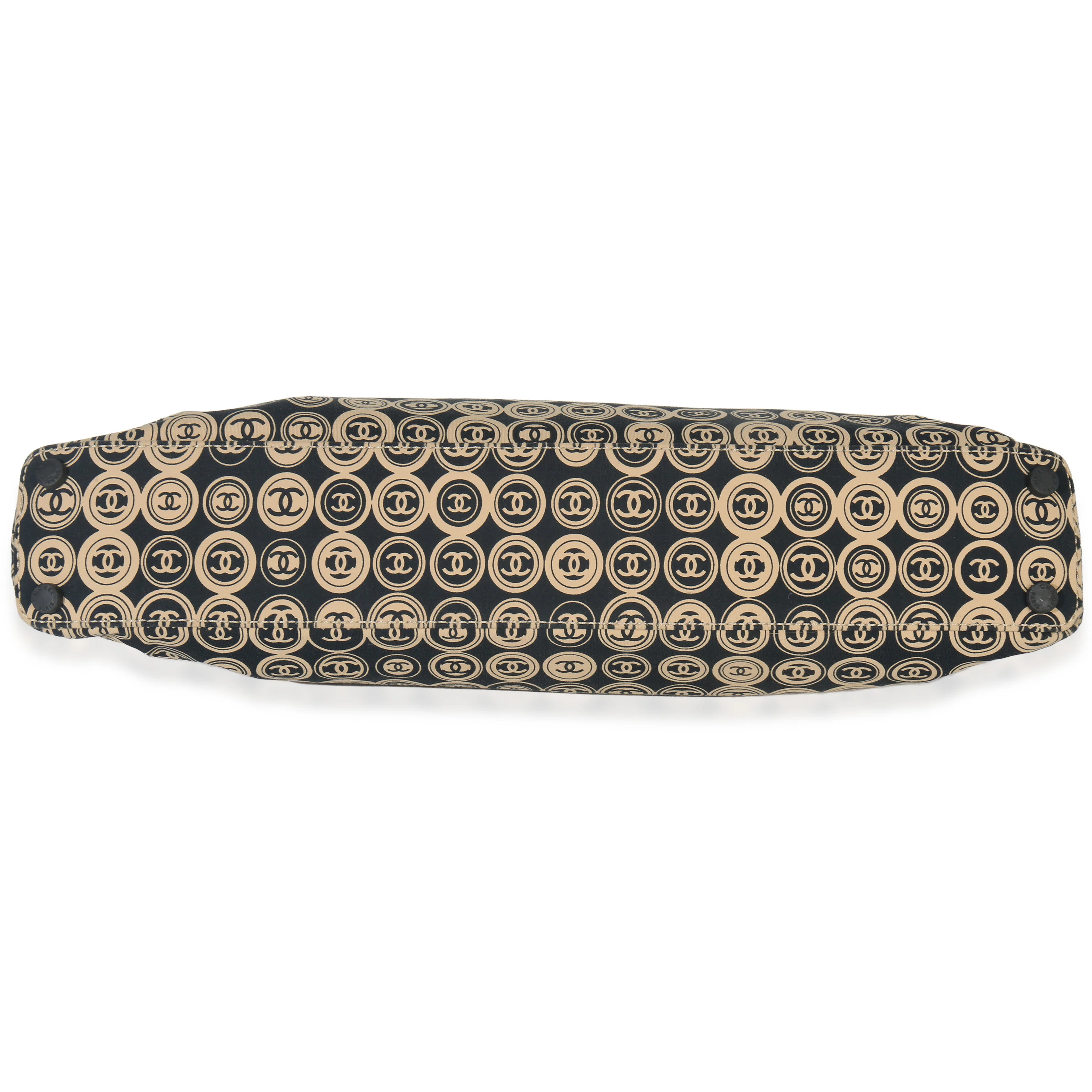 Beige Black Jersey Coco Mark Allover Handle Bag - Image 5