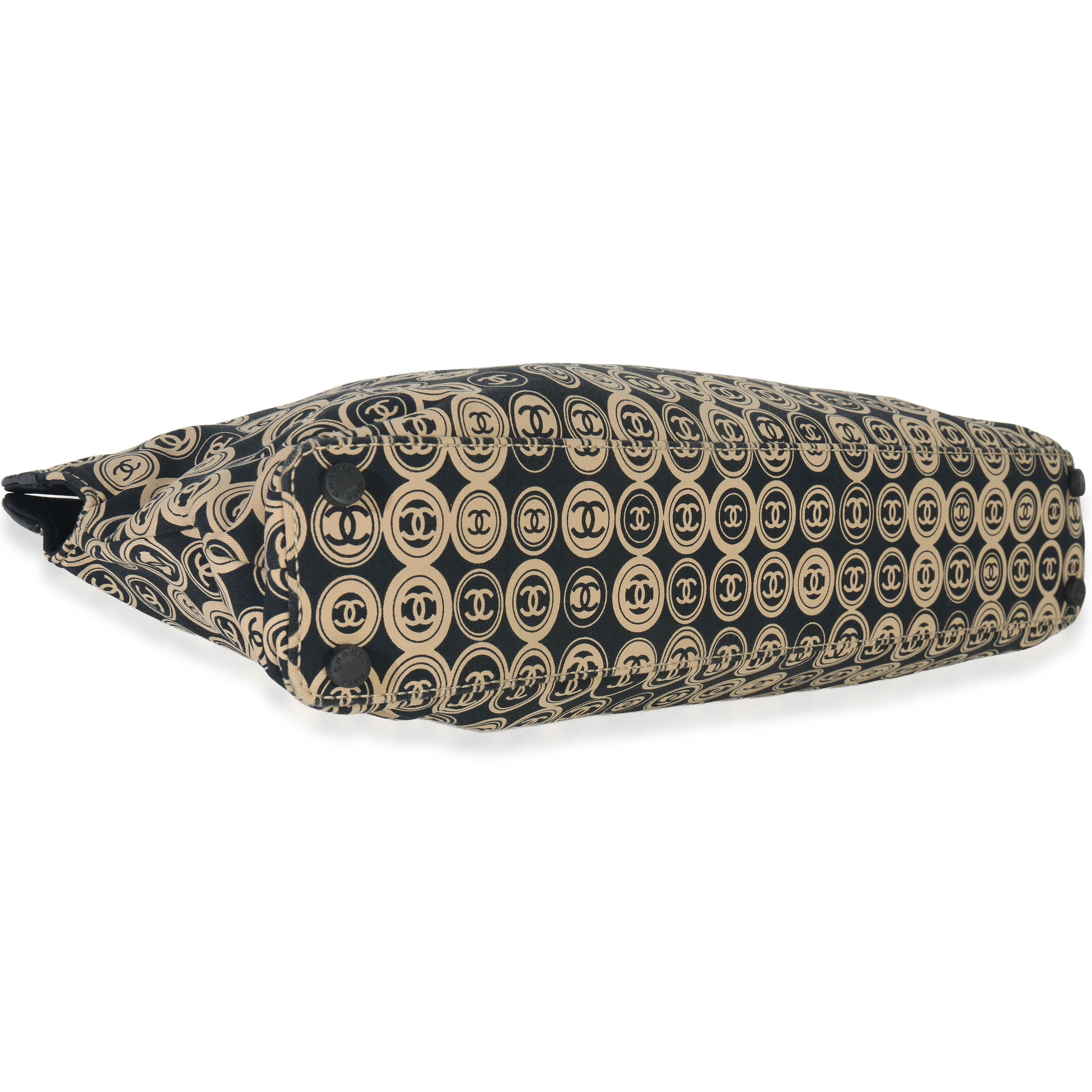 Beige Black Jersey Coco Mark Allover Handle Bag - Image 6