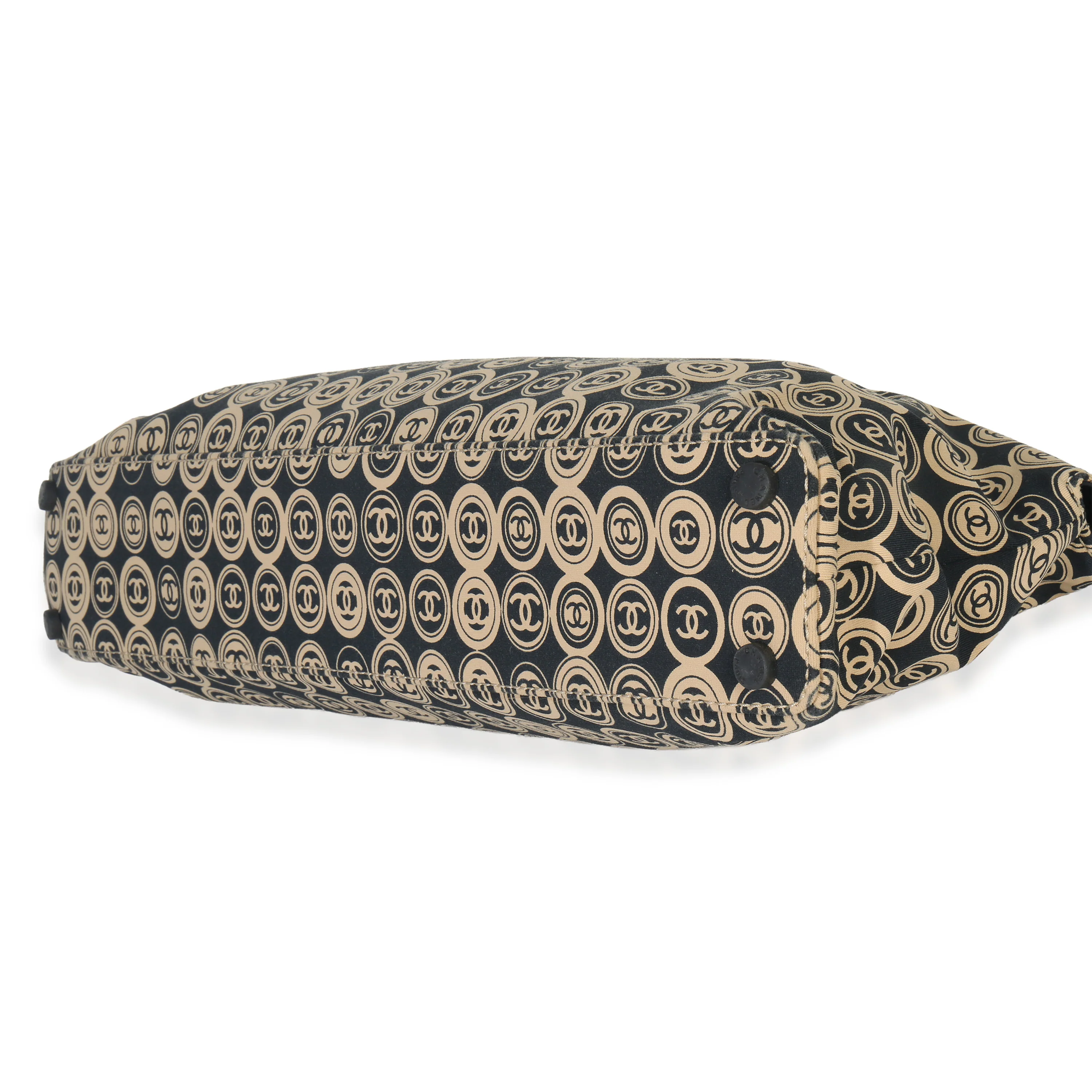 Beige Black Jersey Coco Mark Allover Handle Bag - Image 7