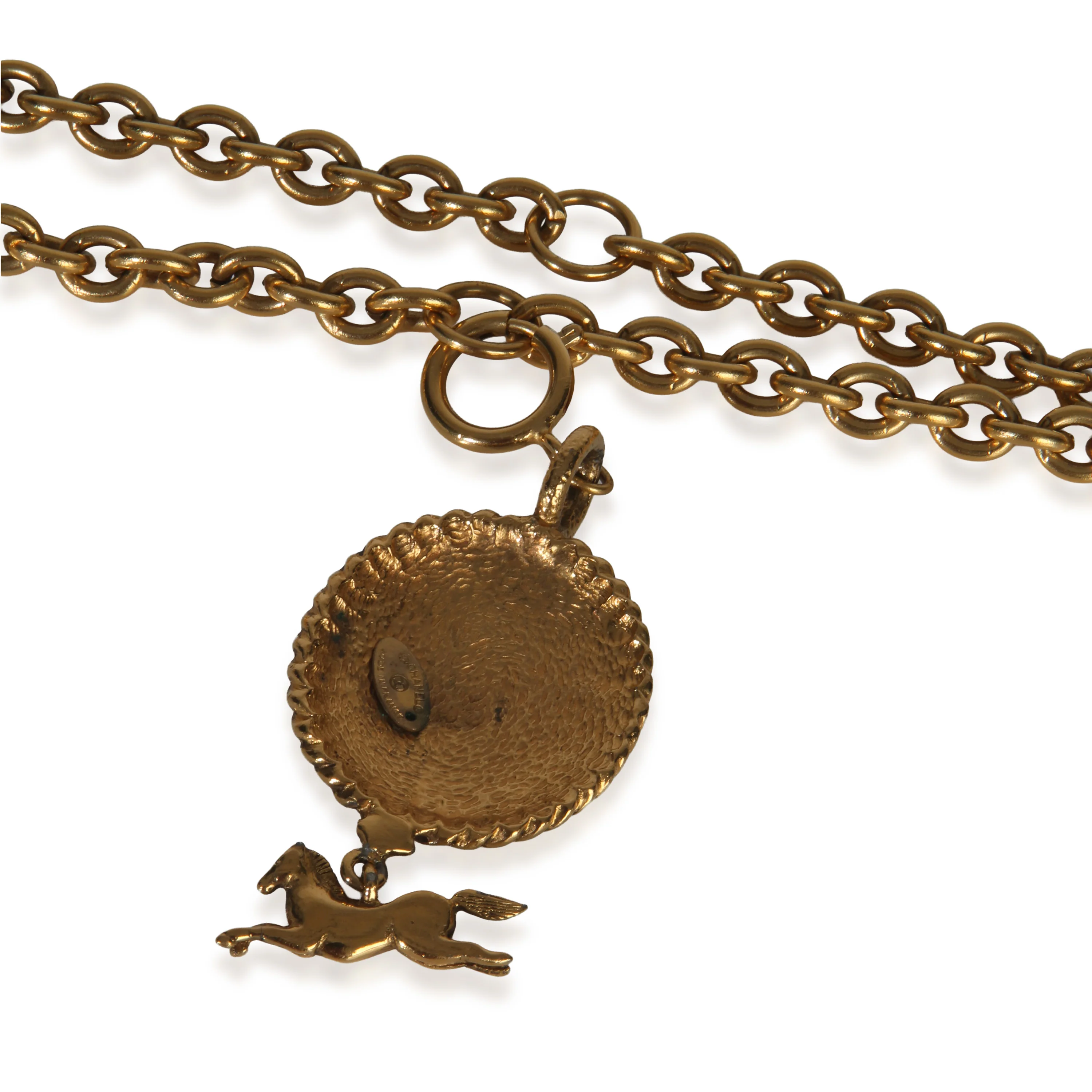 Gold-Plated Vintage Horse Medallion Necklace - Image 2
