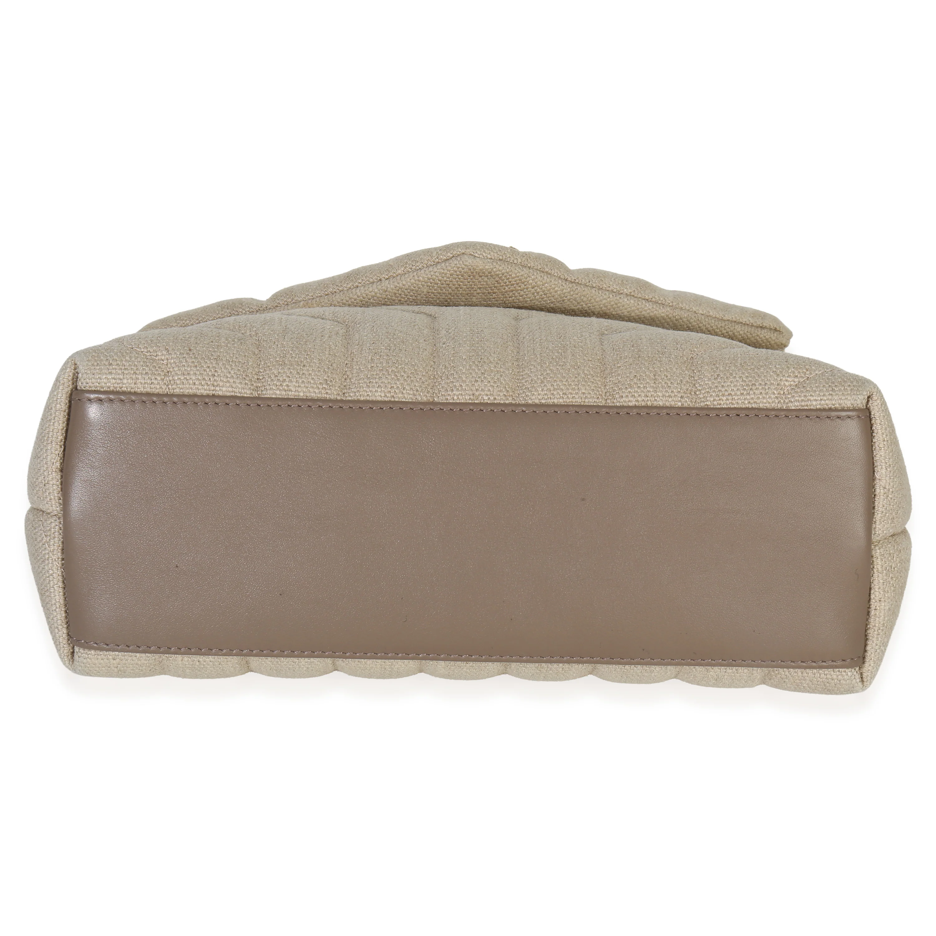 Beige Linen Chevron Small Loulou Chain Bag - Image 5