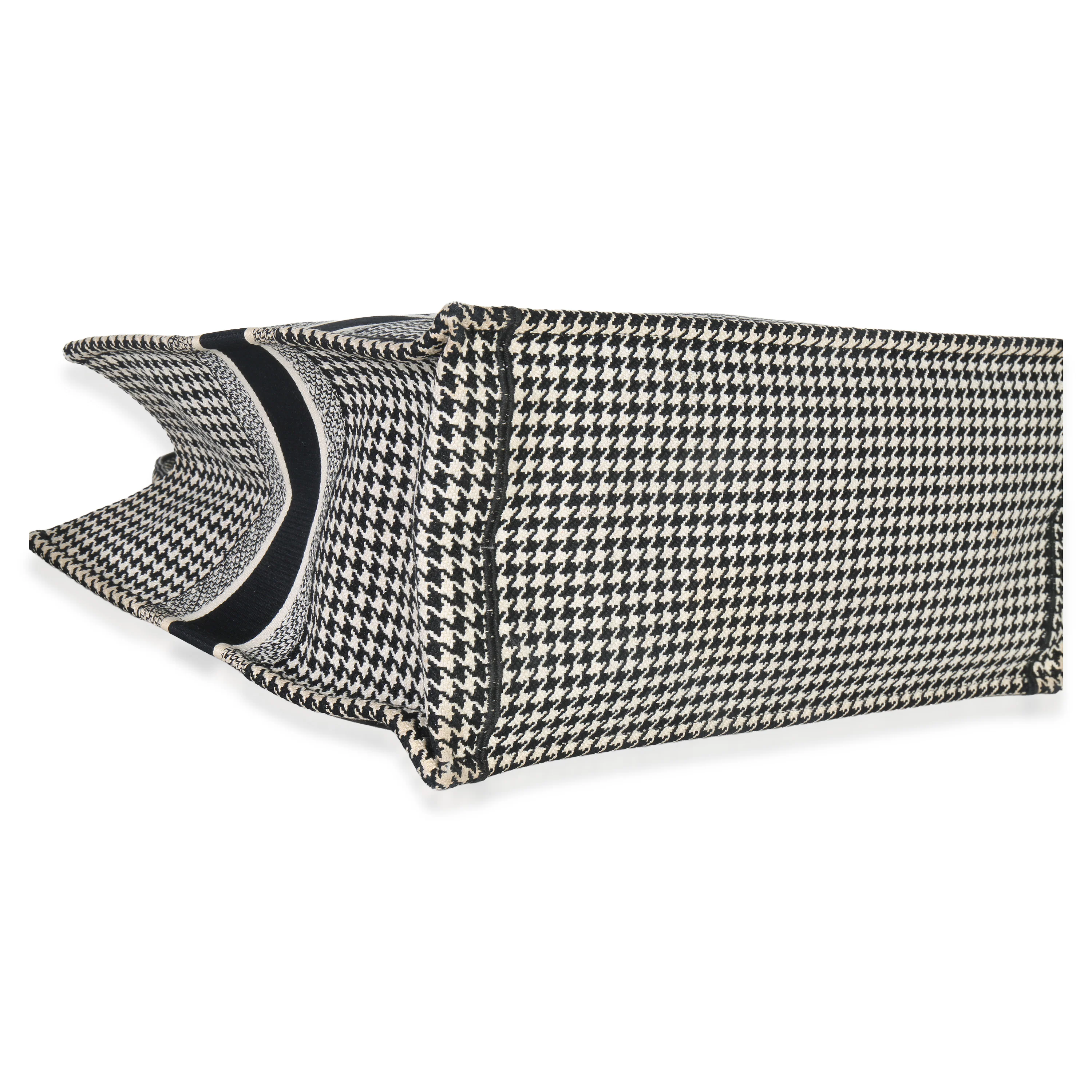 Black White Houndstooth Canvas Large Book Tote - Image 6