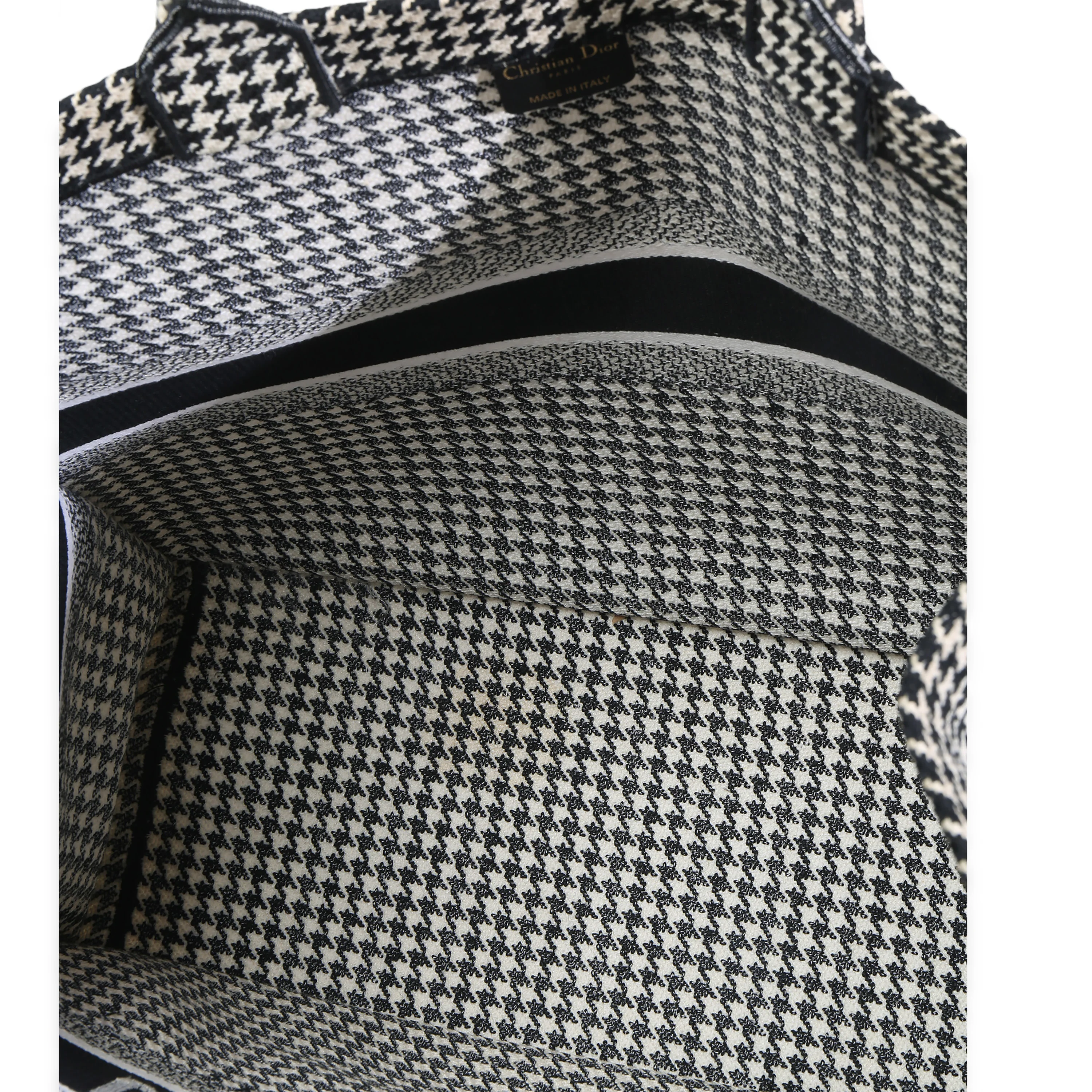 Black White Houndstooth Canvas Large Book Tote - Image 8