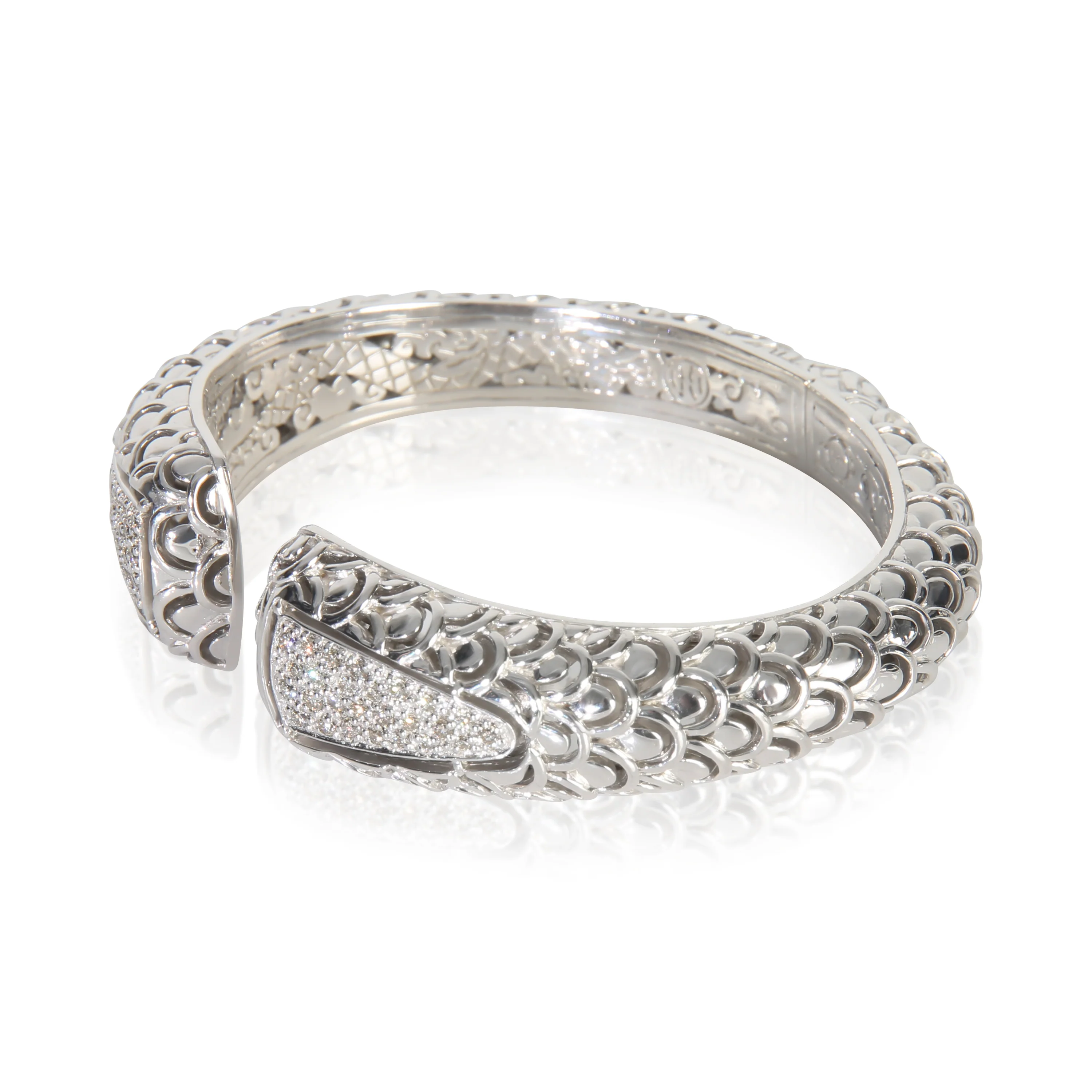 Sterling Silver Diamond Naga Cuff Bracelet - Image 2
