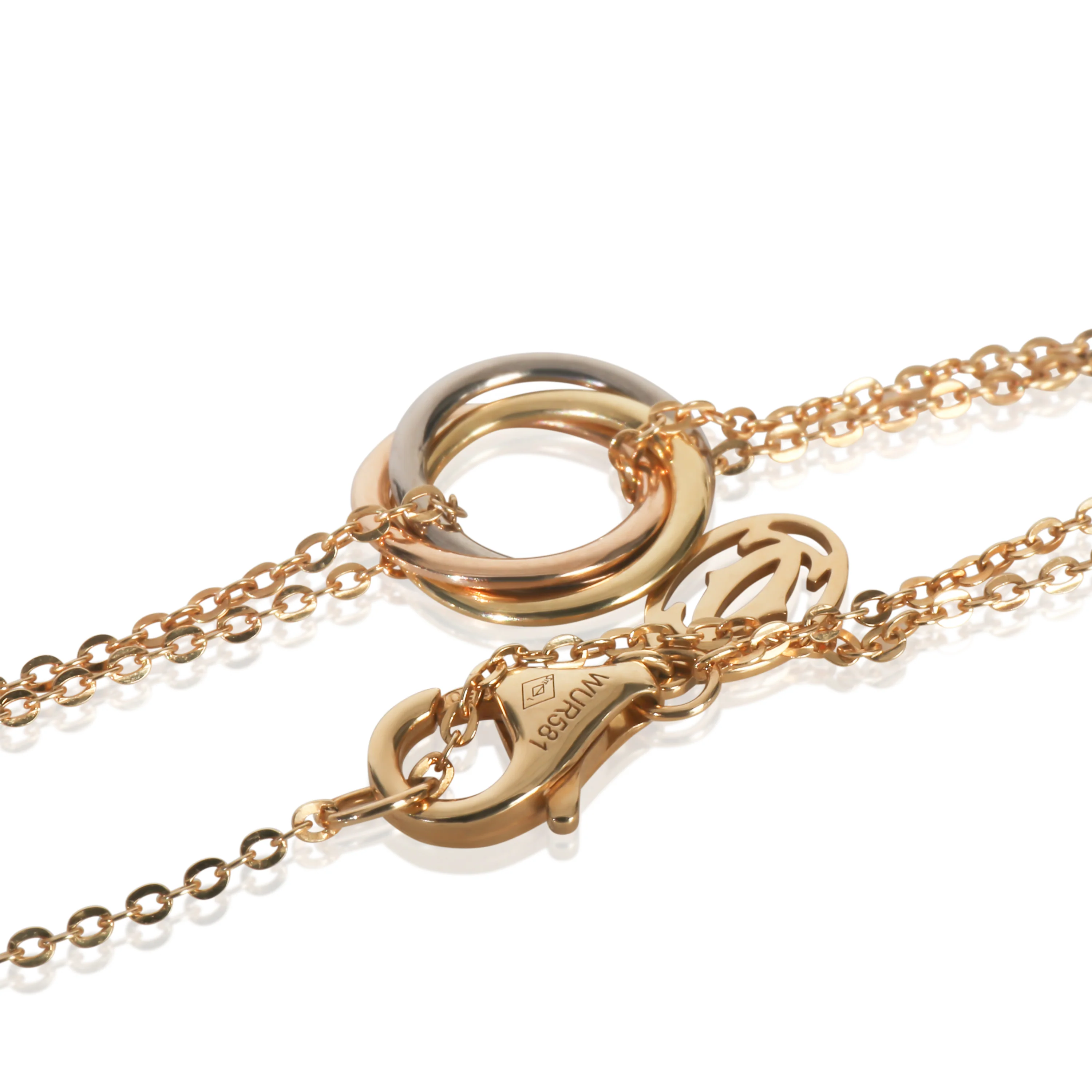 3-Tone Gold  Trinity On Chain Bracelet - Image 4