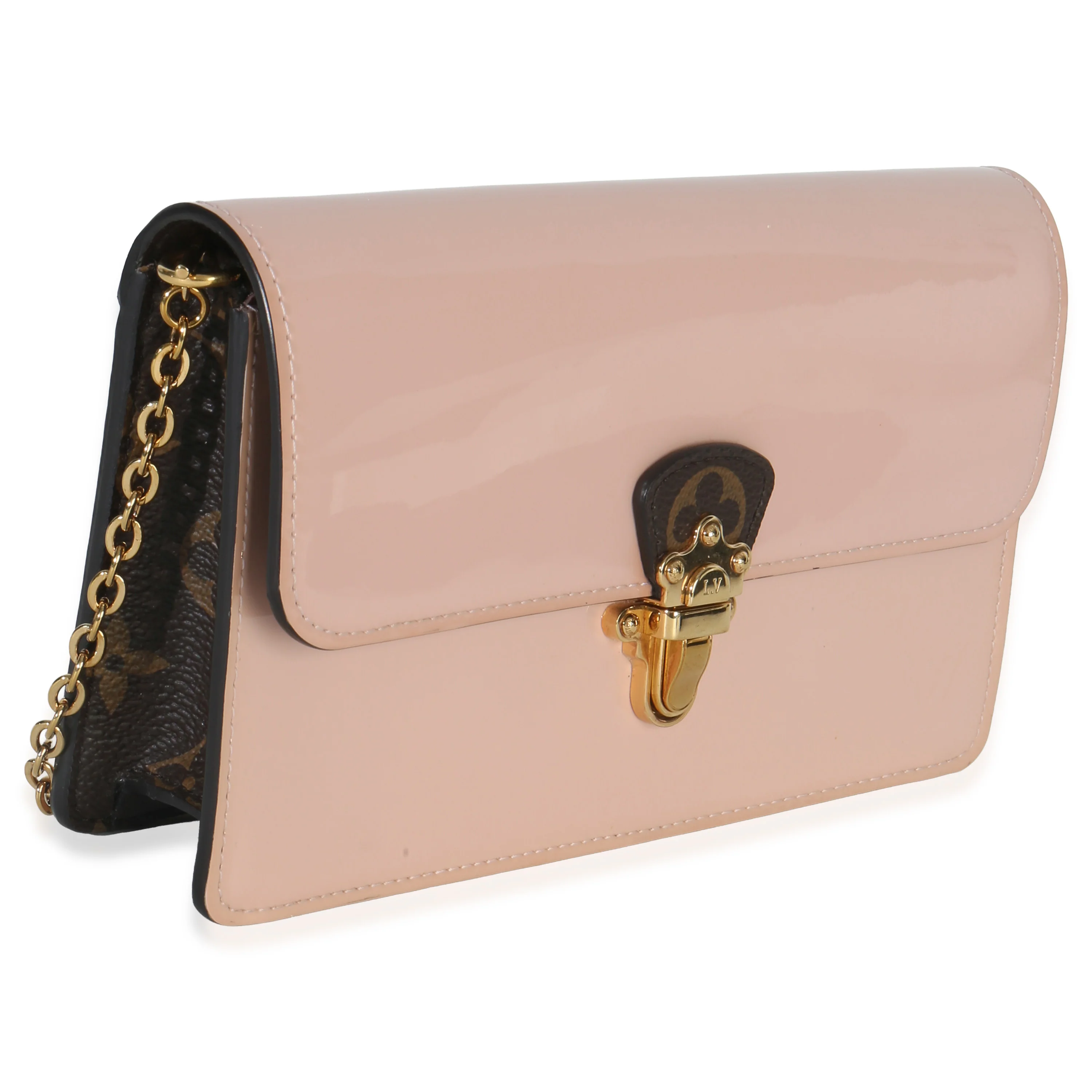 Rose Ballerine Monogram Vernis Cherrywood Chain Wallet - Image 2