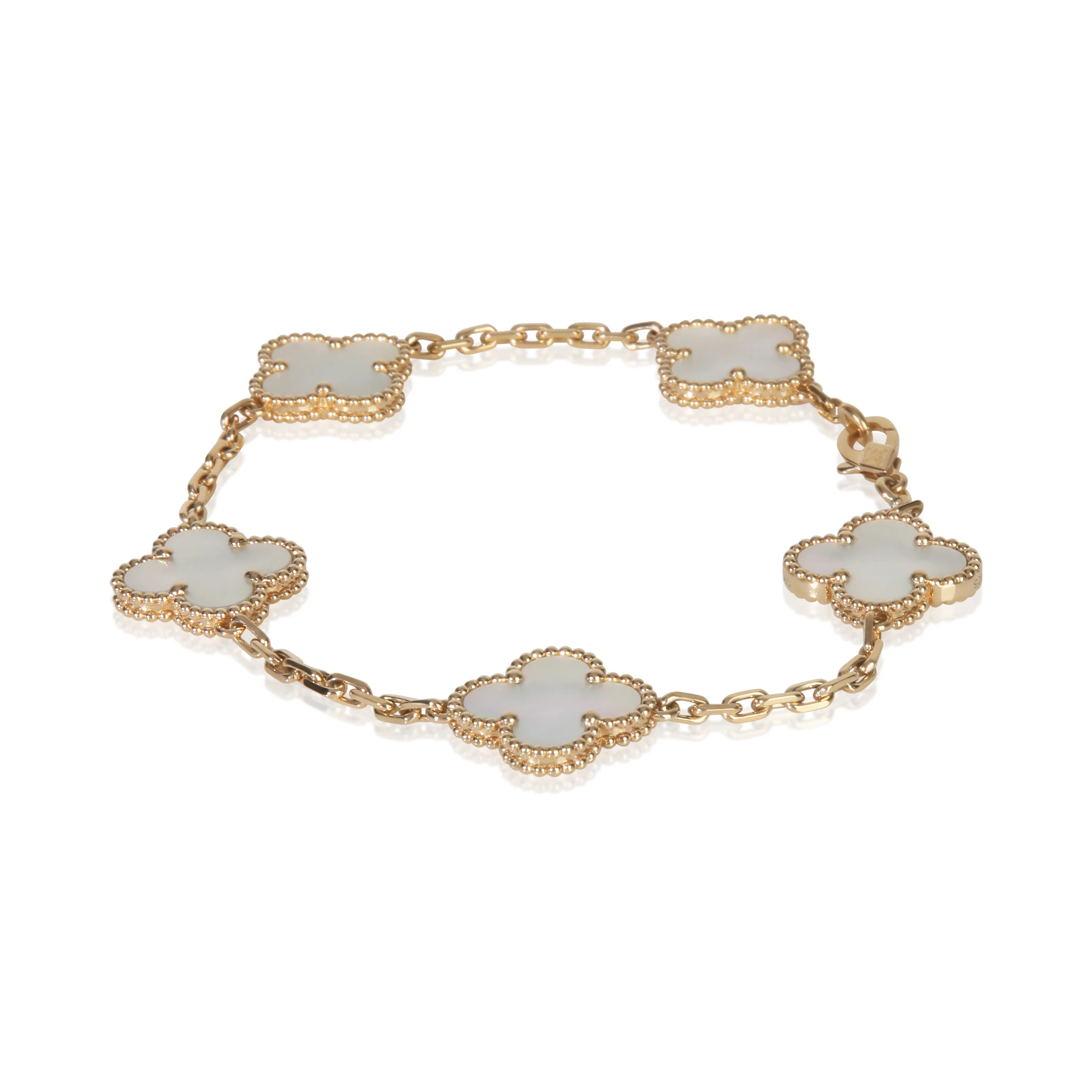 Yellow Gold Mother Of Pearl Vintage Alhambra Bracelet - Image 2