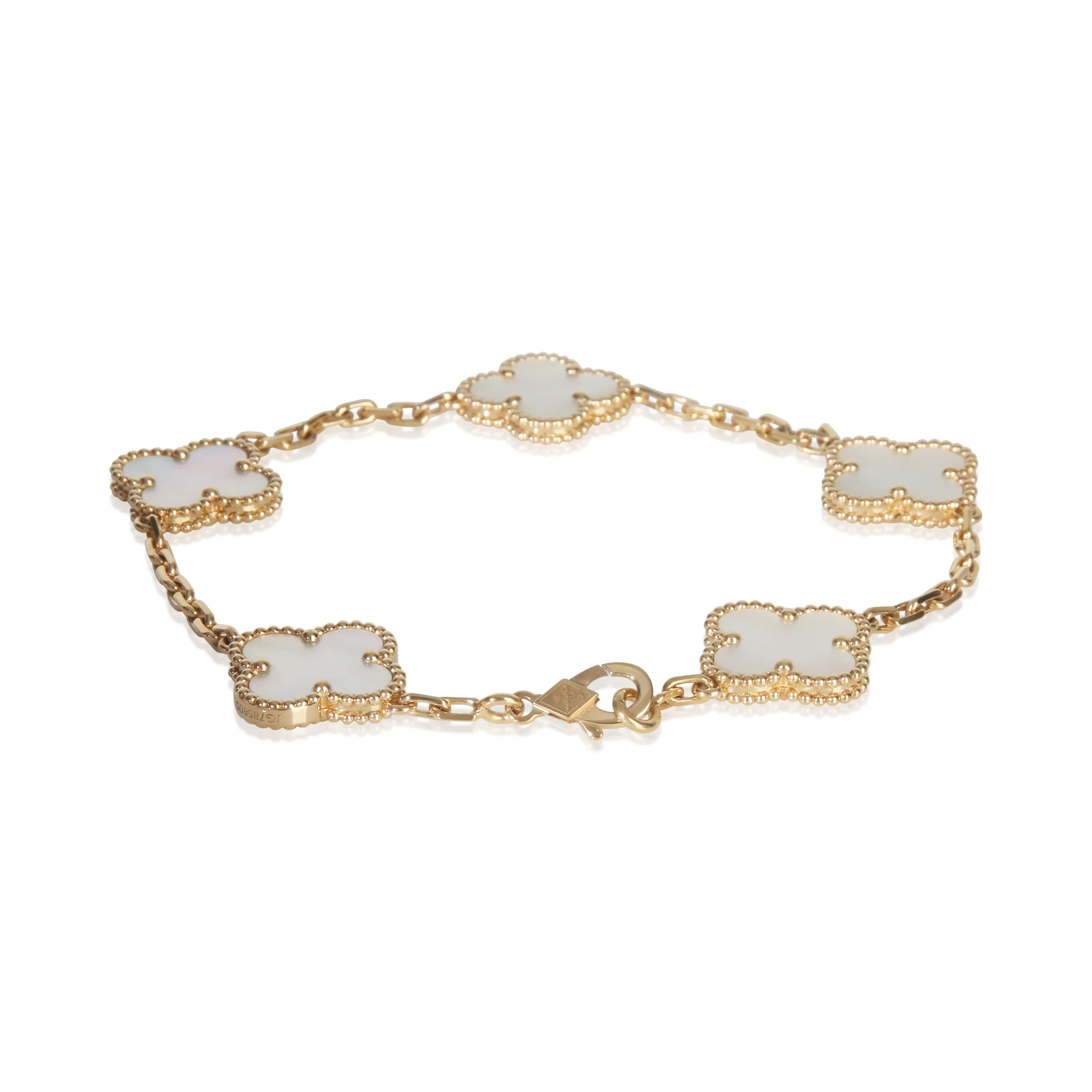 Yellow Gold Mother Of Pearl Vintage Alhambra Bracelet - Image 3
