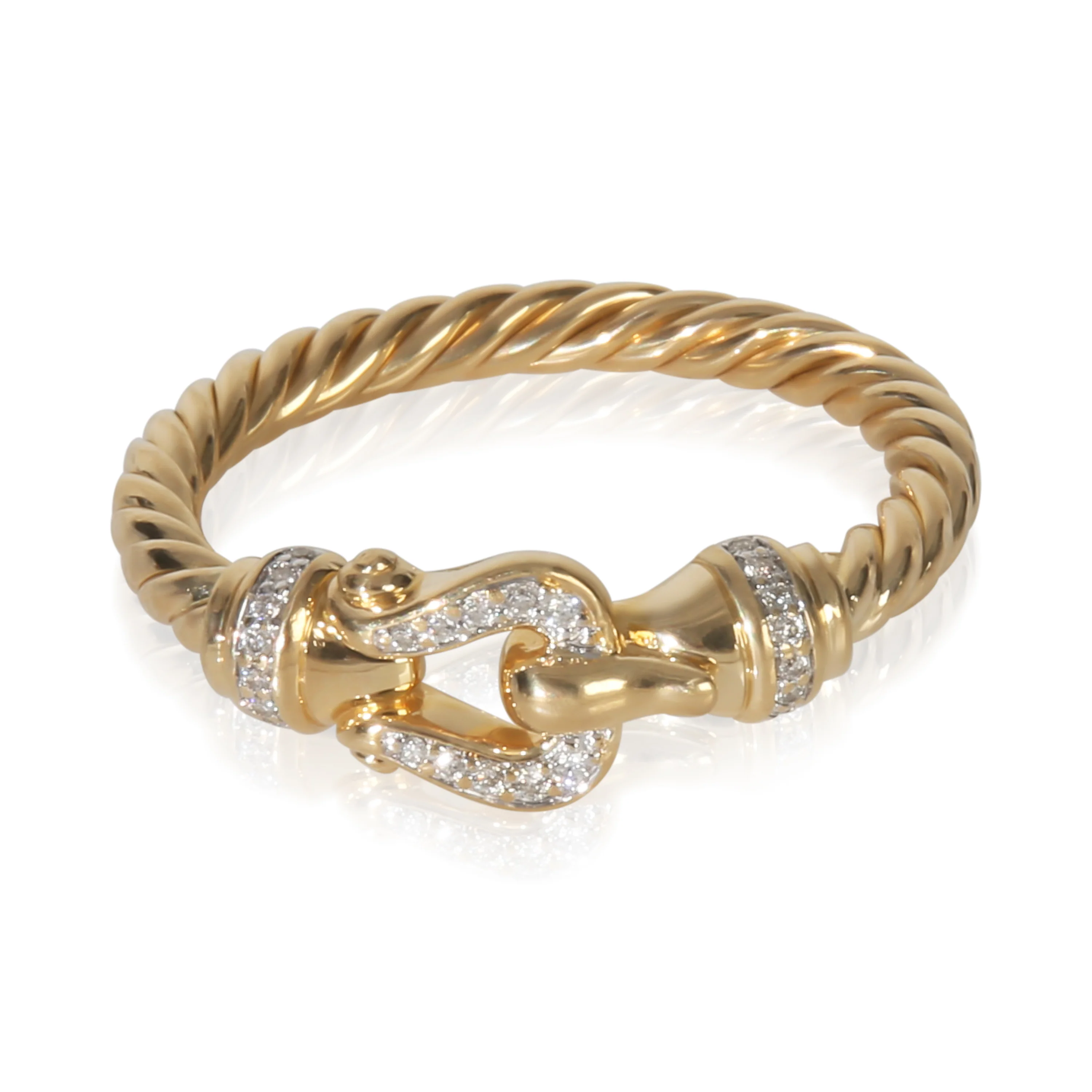 Yellow Gold Diamond Petite Cable Buckle Ring - Image 2