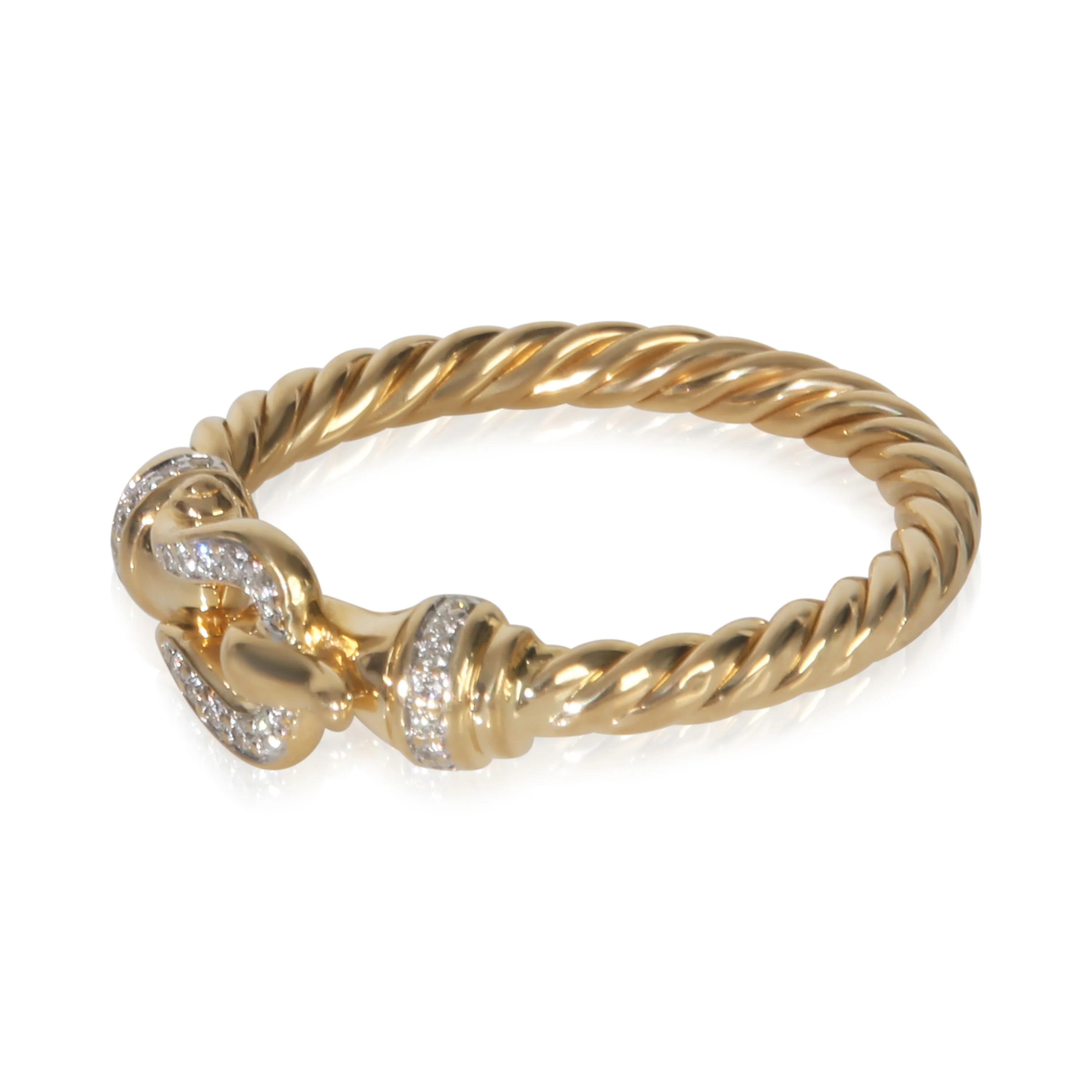 Yellow Gold Diamond Petite Cable Buckle Ring - Image 3