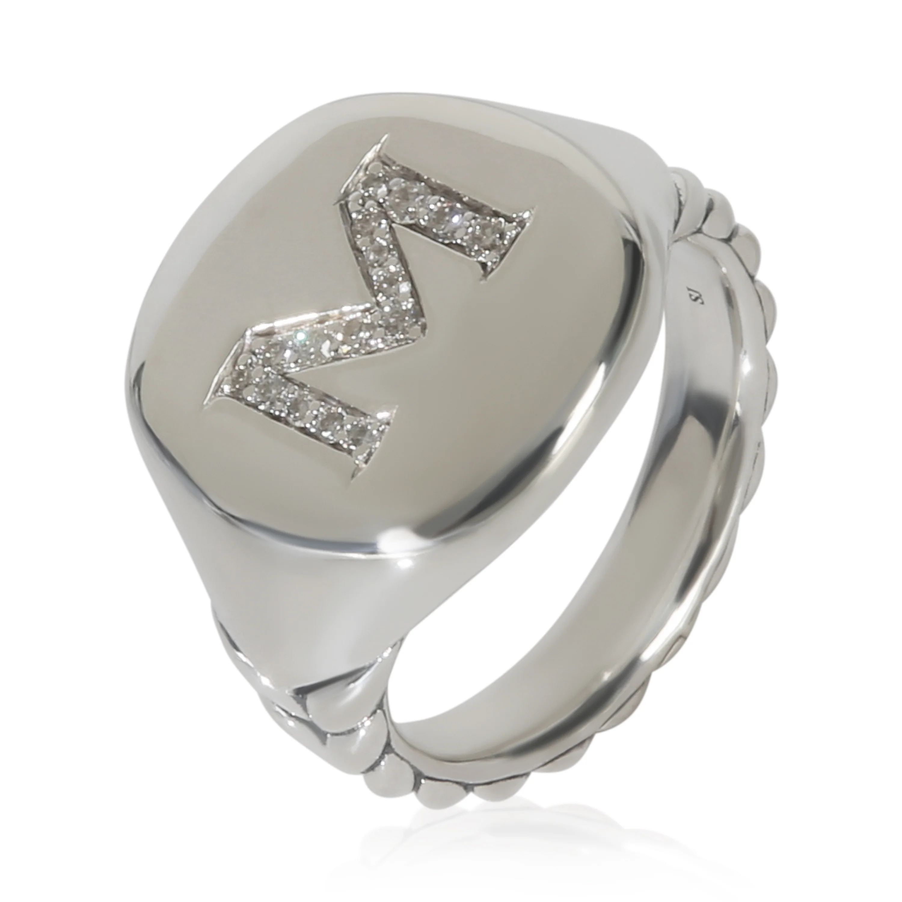 Sterling Silver Diamond Signet Pinky Ring - Image 4