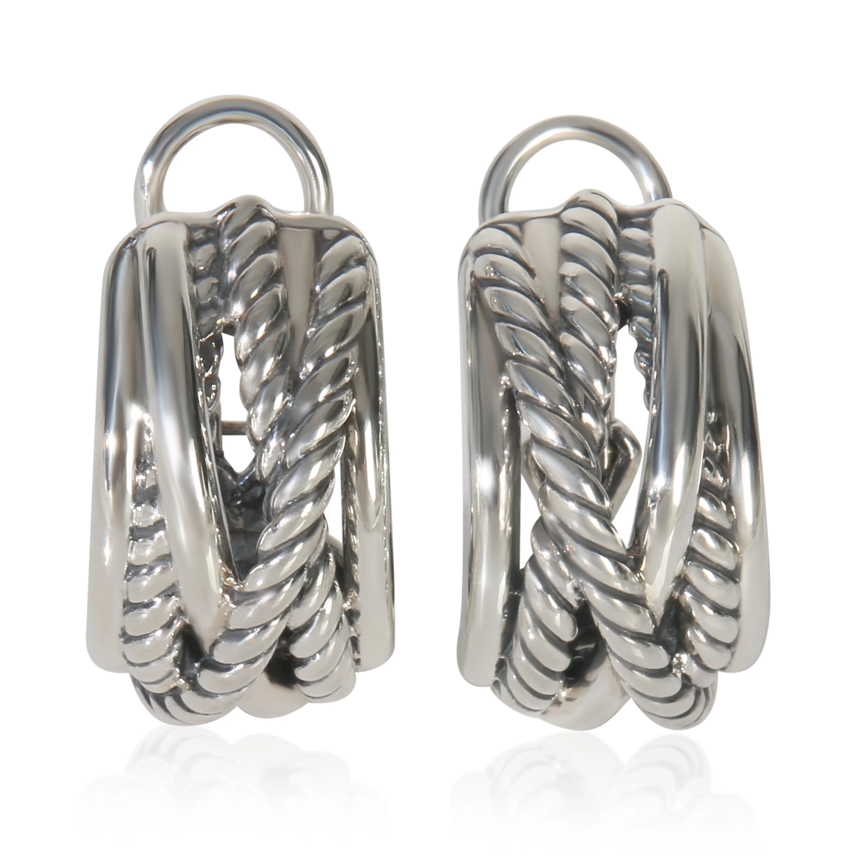 Sterling Silver  Crossover Earrings