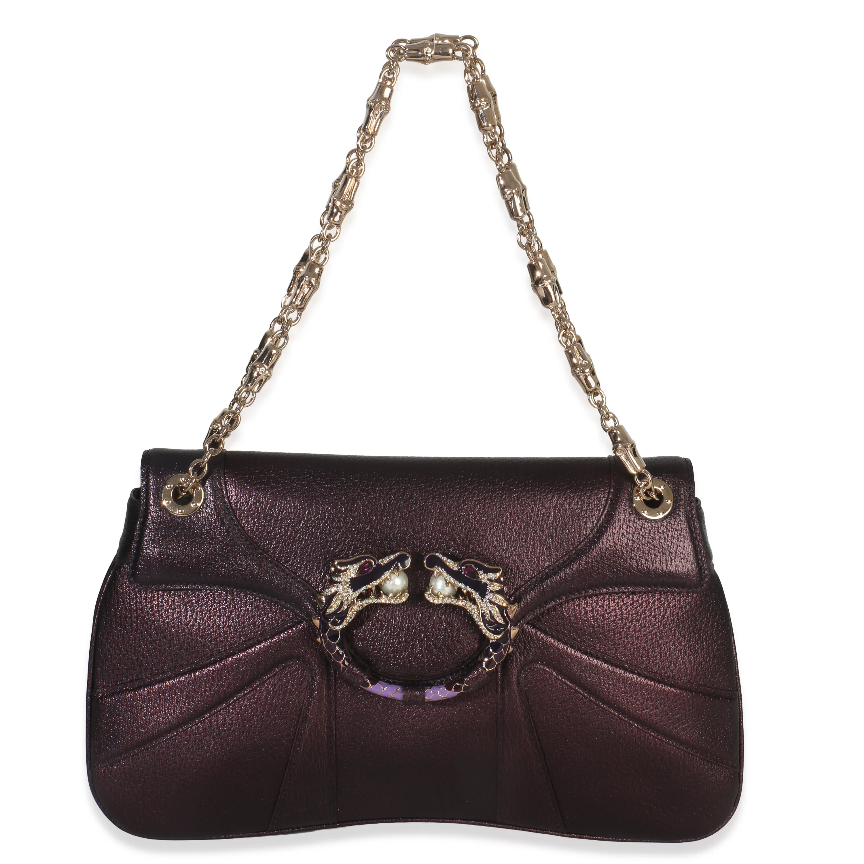Metallic Purple Calfskin Tom Ford Jeweled Bamboo Chain Dragon Bag