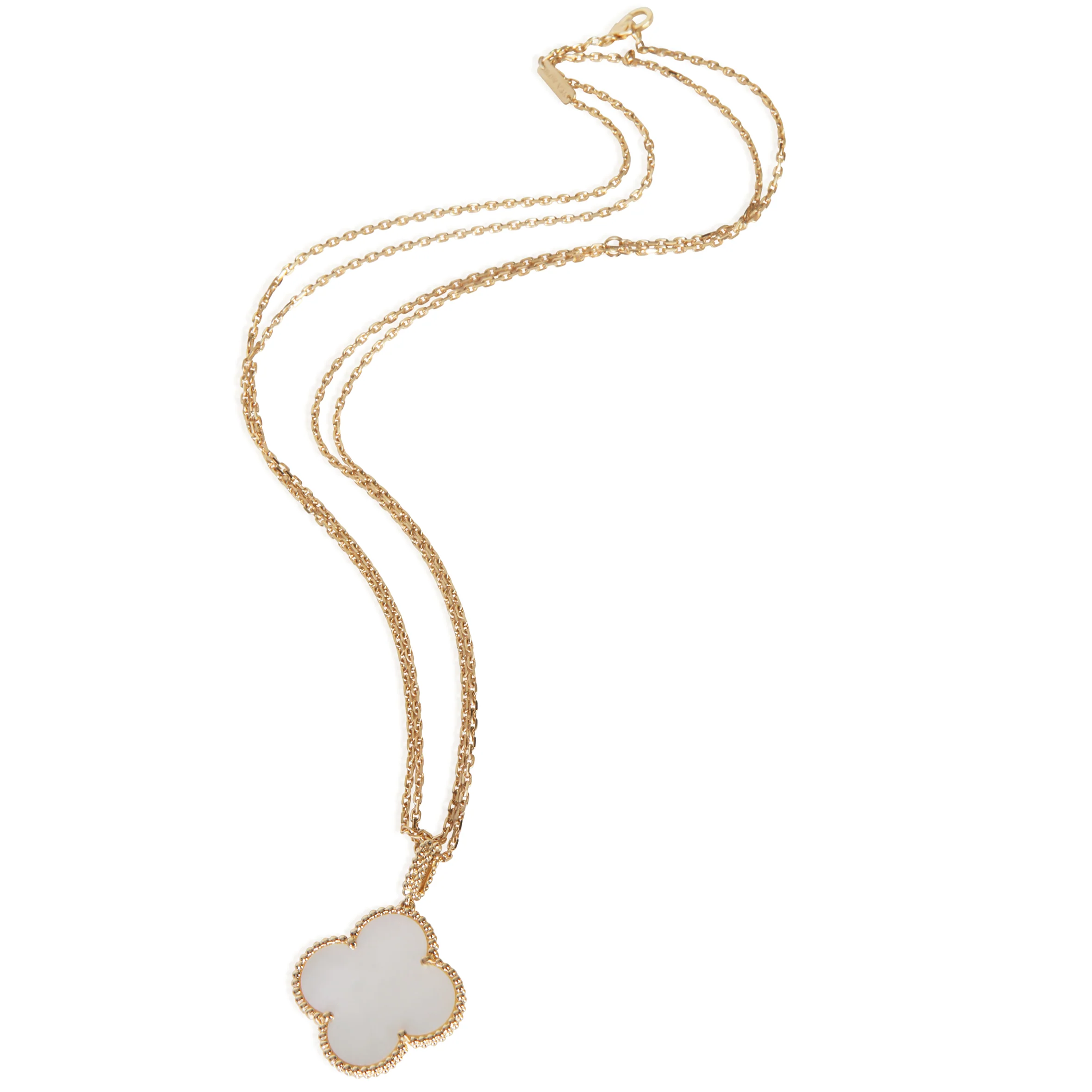 Yellow Gold Mother Of Pearl Magic Alhambra Necklace - Image 3