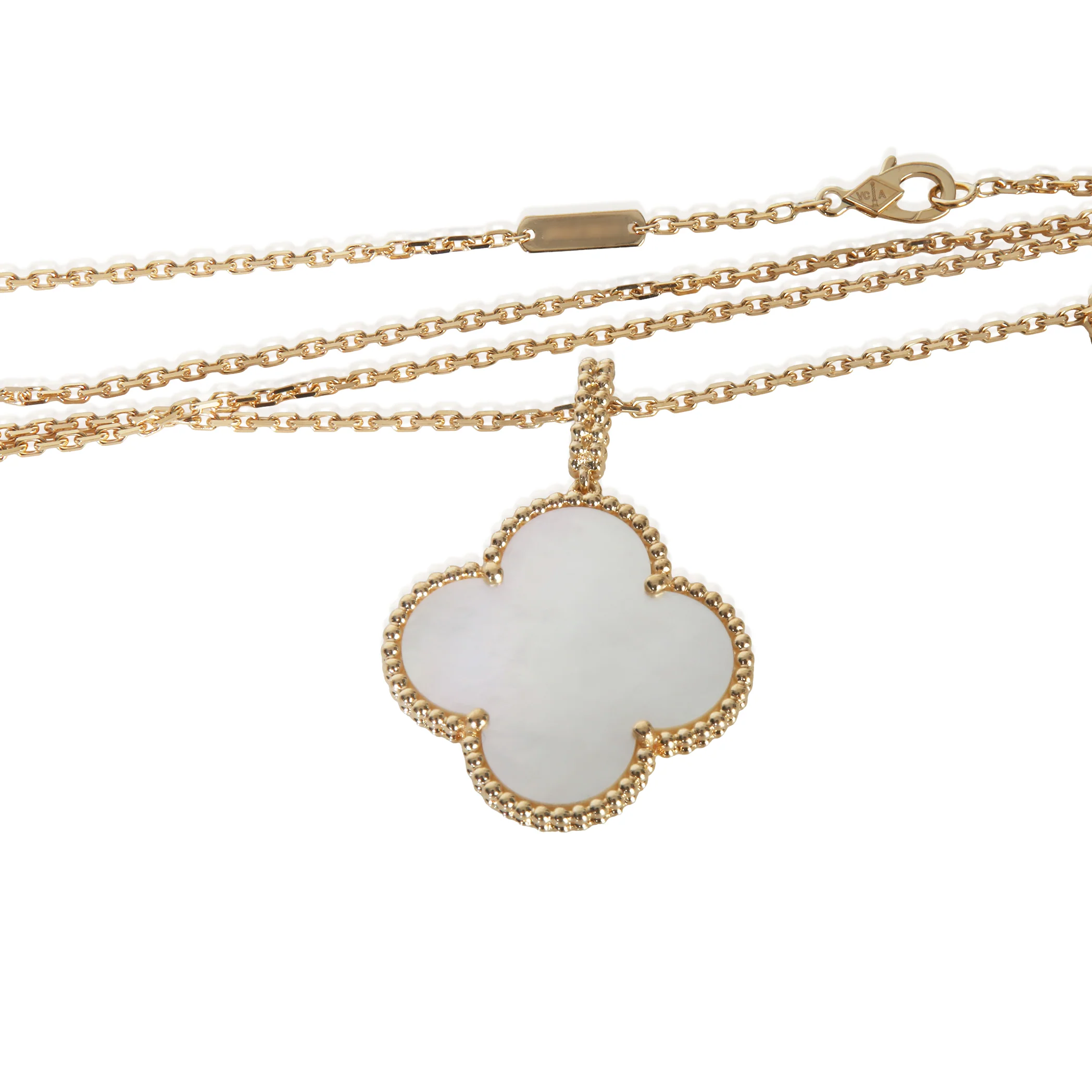 Yellow Gold Mother Of Pearl Magic Alhambra Necklace - Image 4