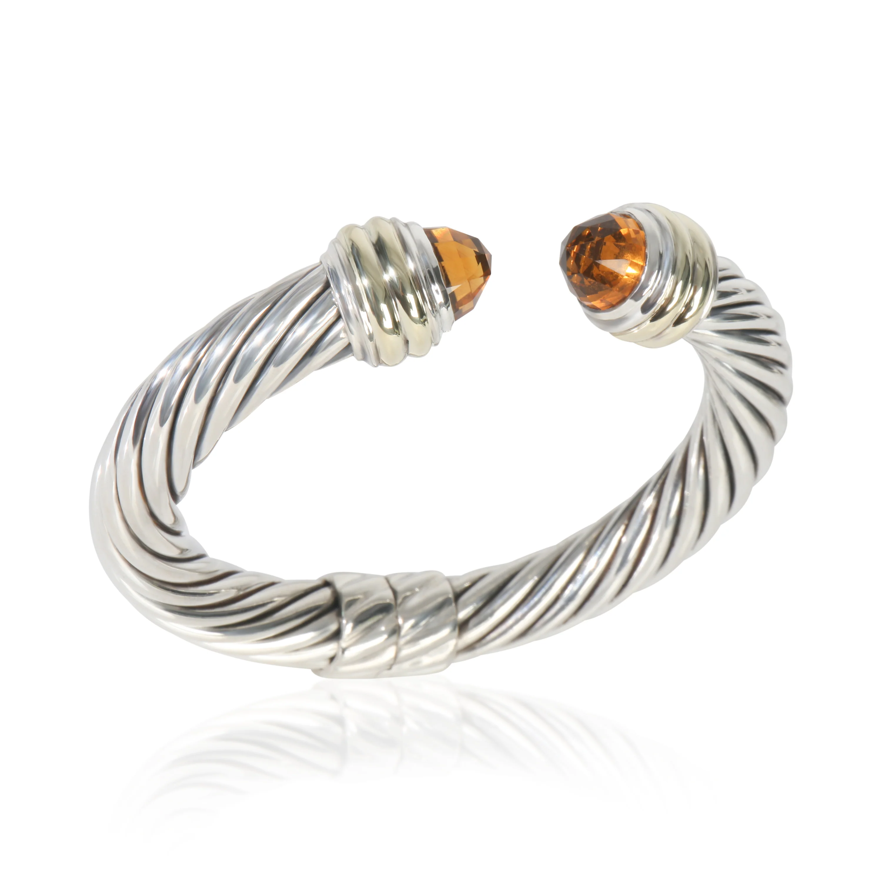 Yellow Gold & Sterling Silver Citrine Hinged Cable Bracelet - Image 4