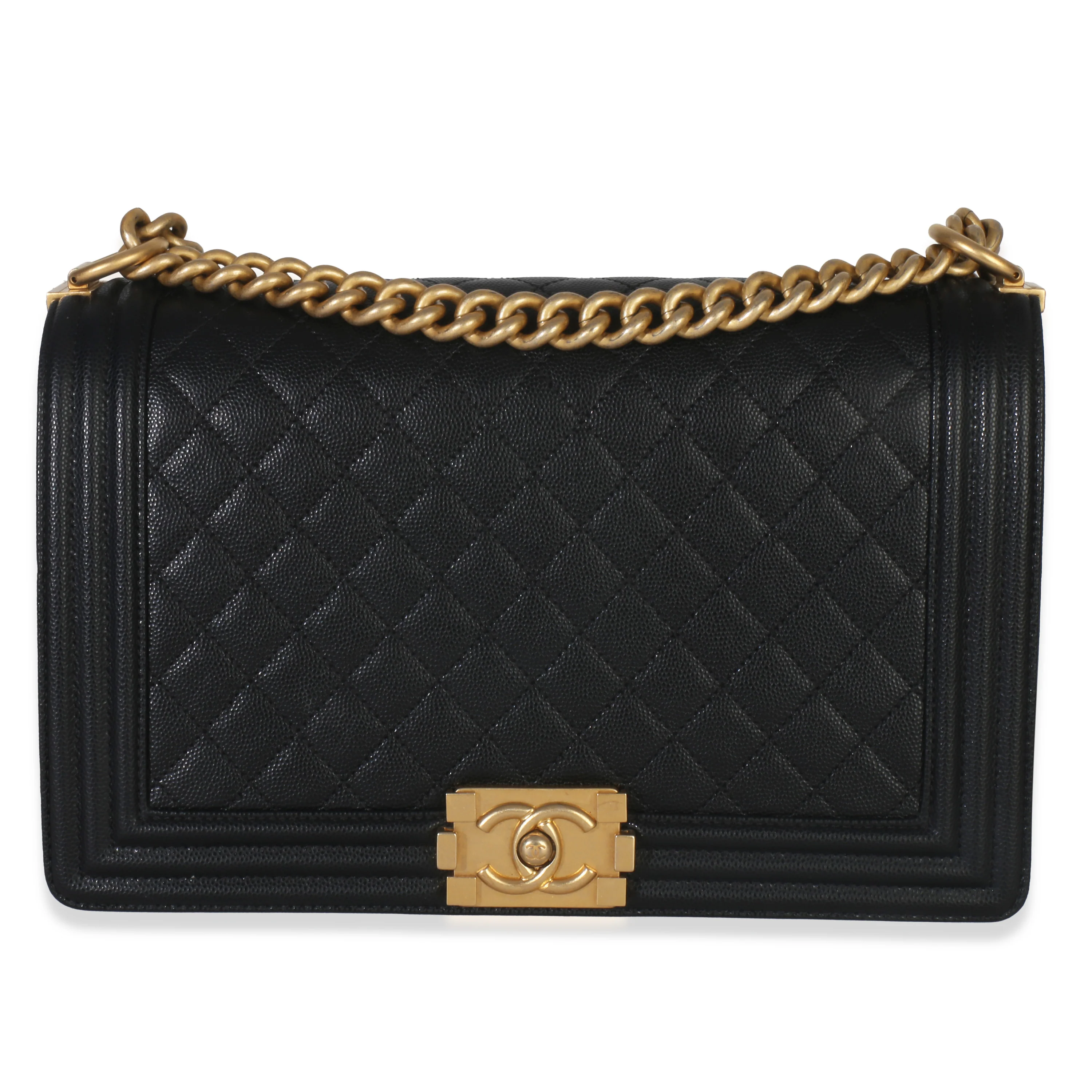 Black Quilted New Medium Boy Handbag