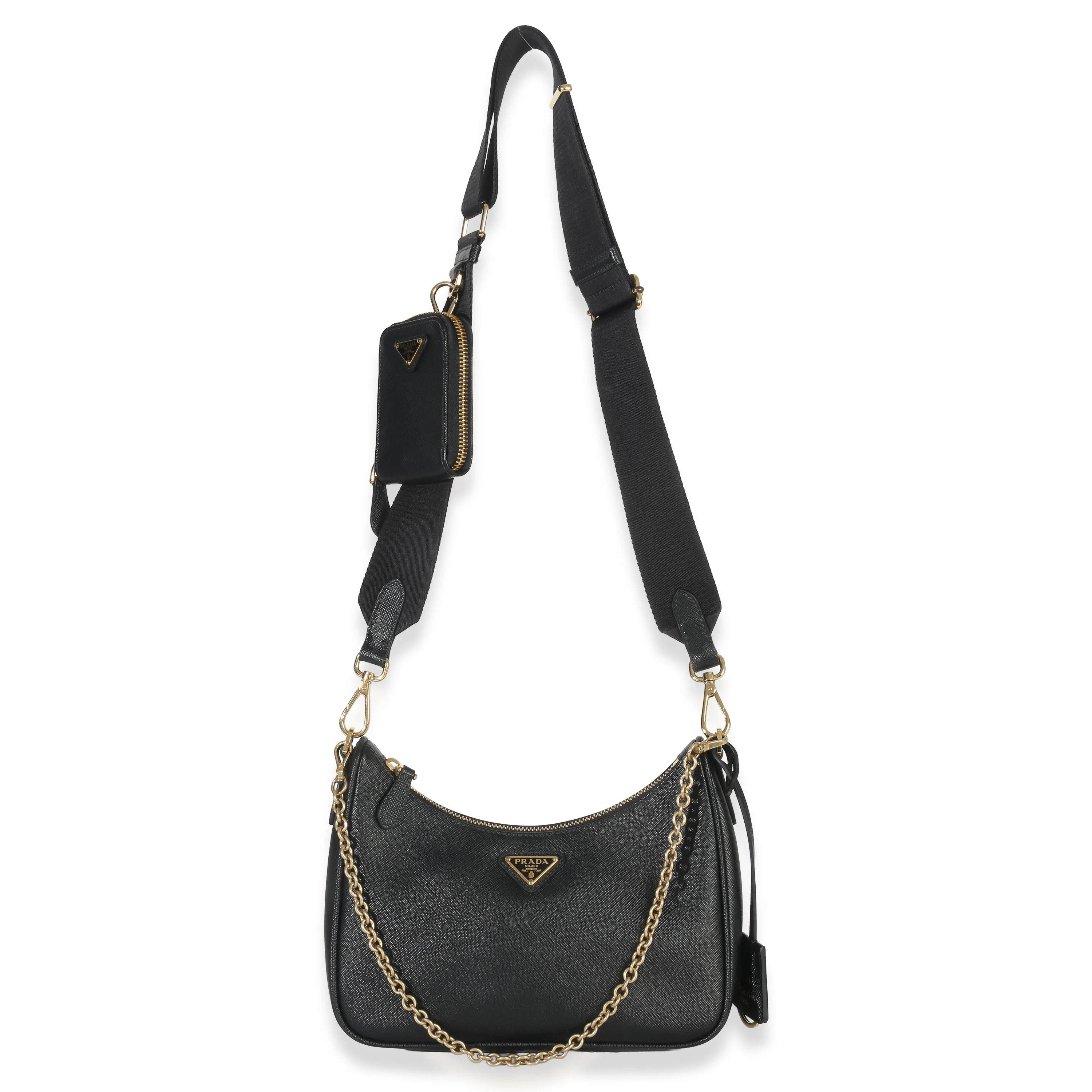 Black Saffiano Lux Re-Edition 2005 Shoulder Bag - Image 9