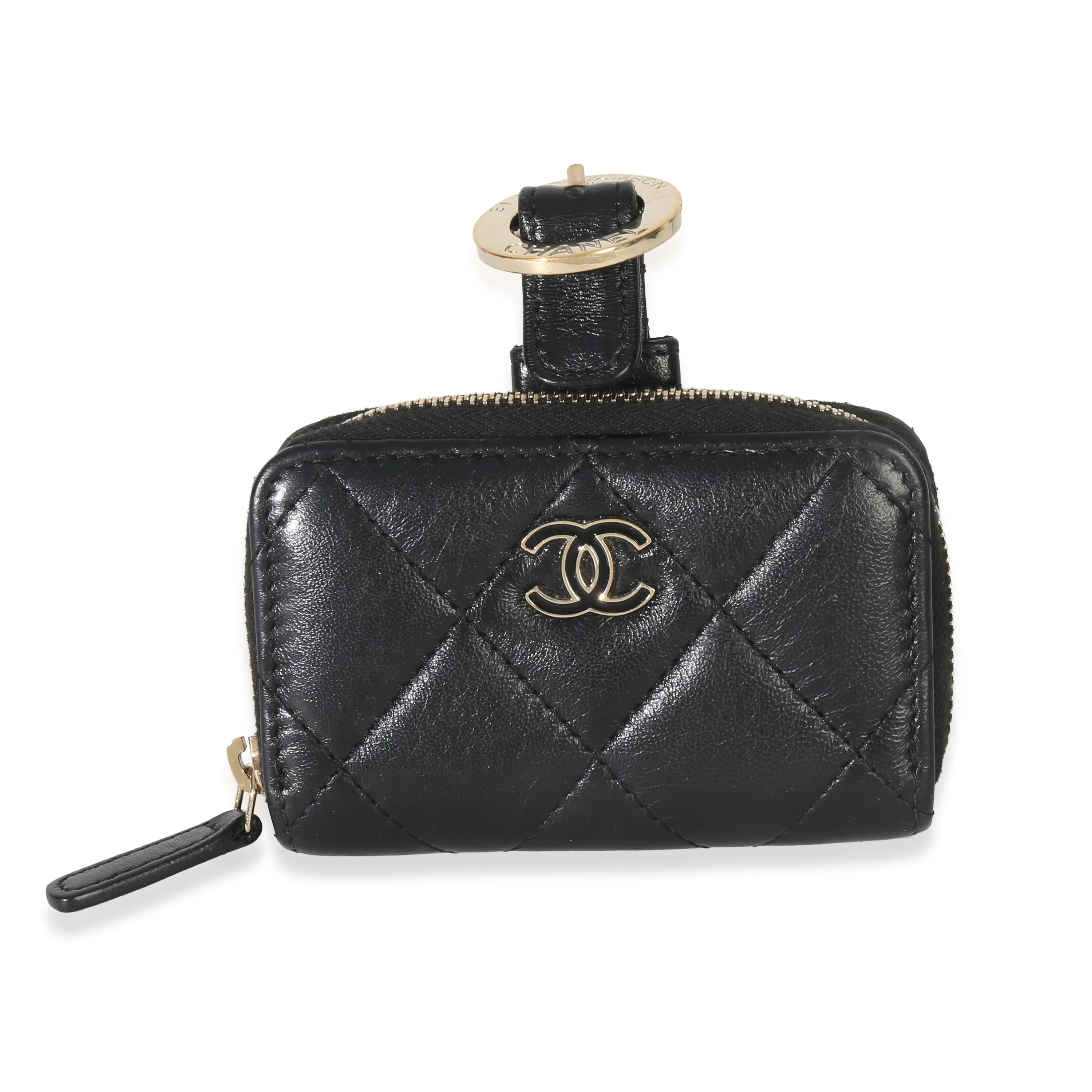 Black Quilted Lambskin Coin Purse Bracelet