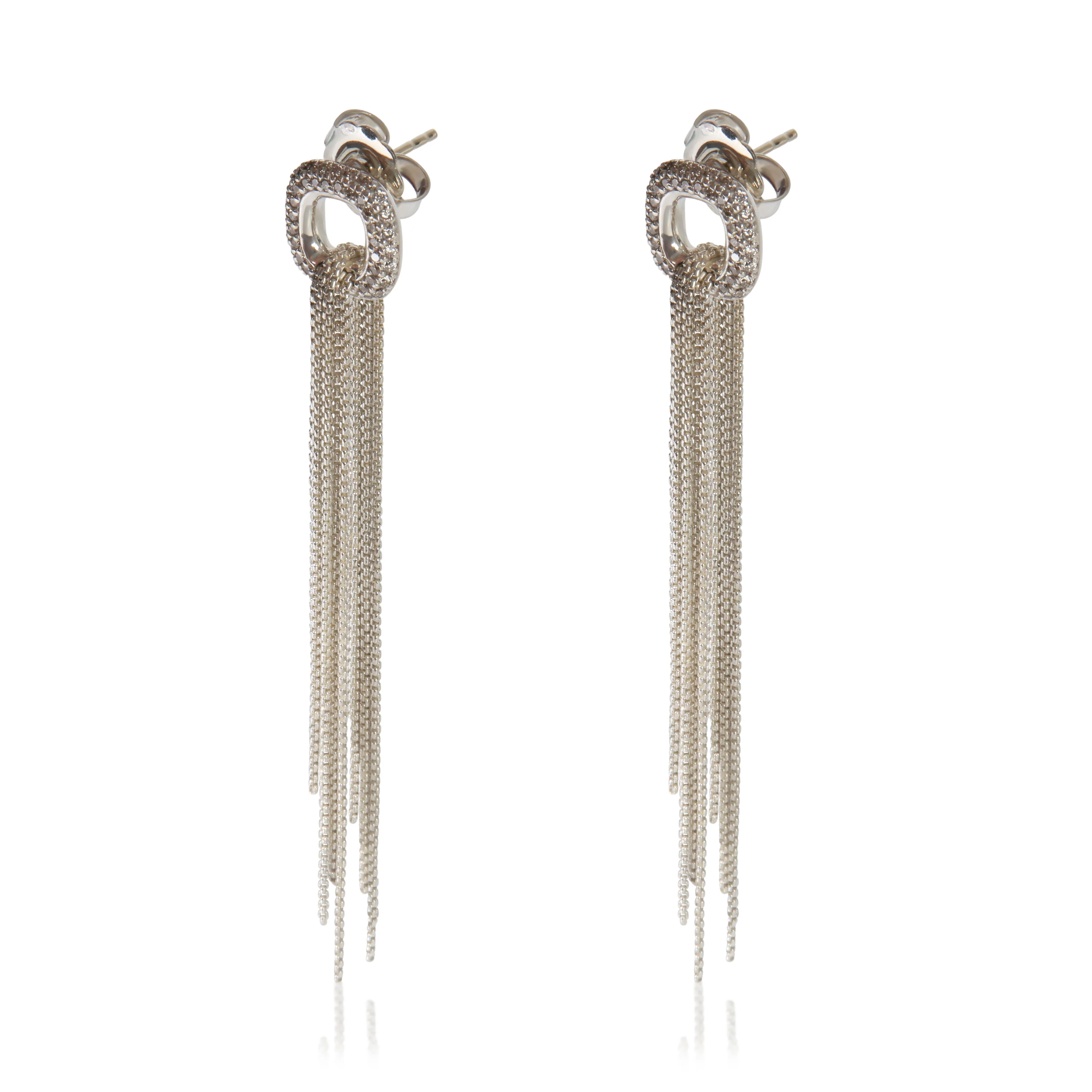 Sterling Silver Diamond Fringe Earrings - Image 2